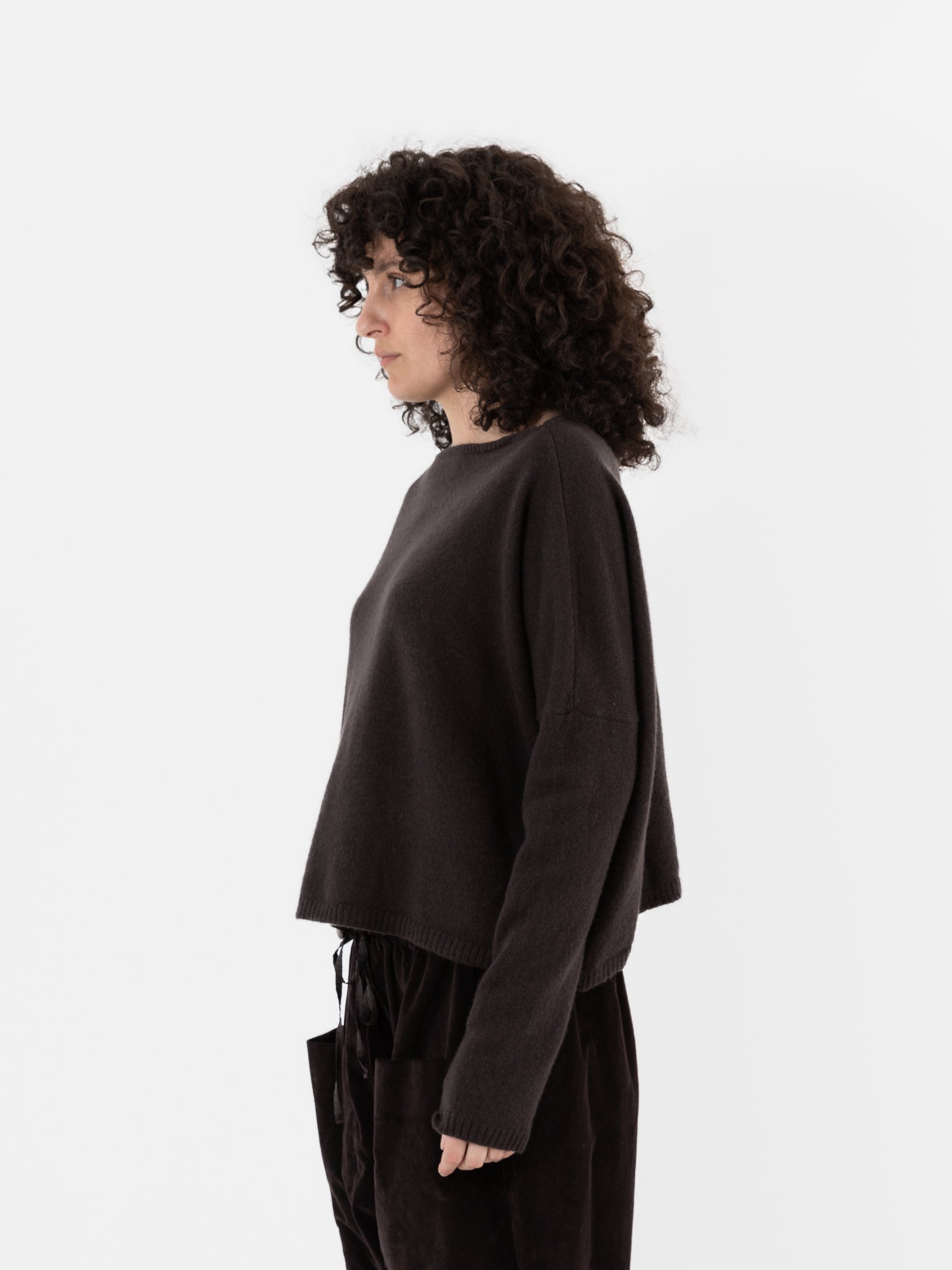 Album Di Famiglia Cashmere Boatneck Sweater in Chocolate - ALBUM DI FAMIGLIA at Worthwhile - shop SWEATER