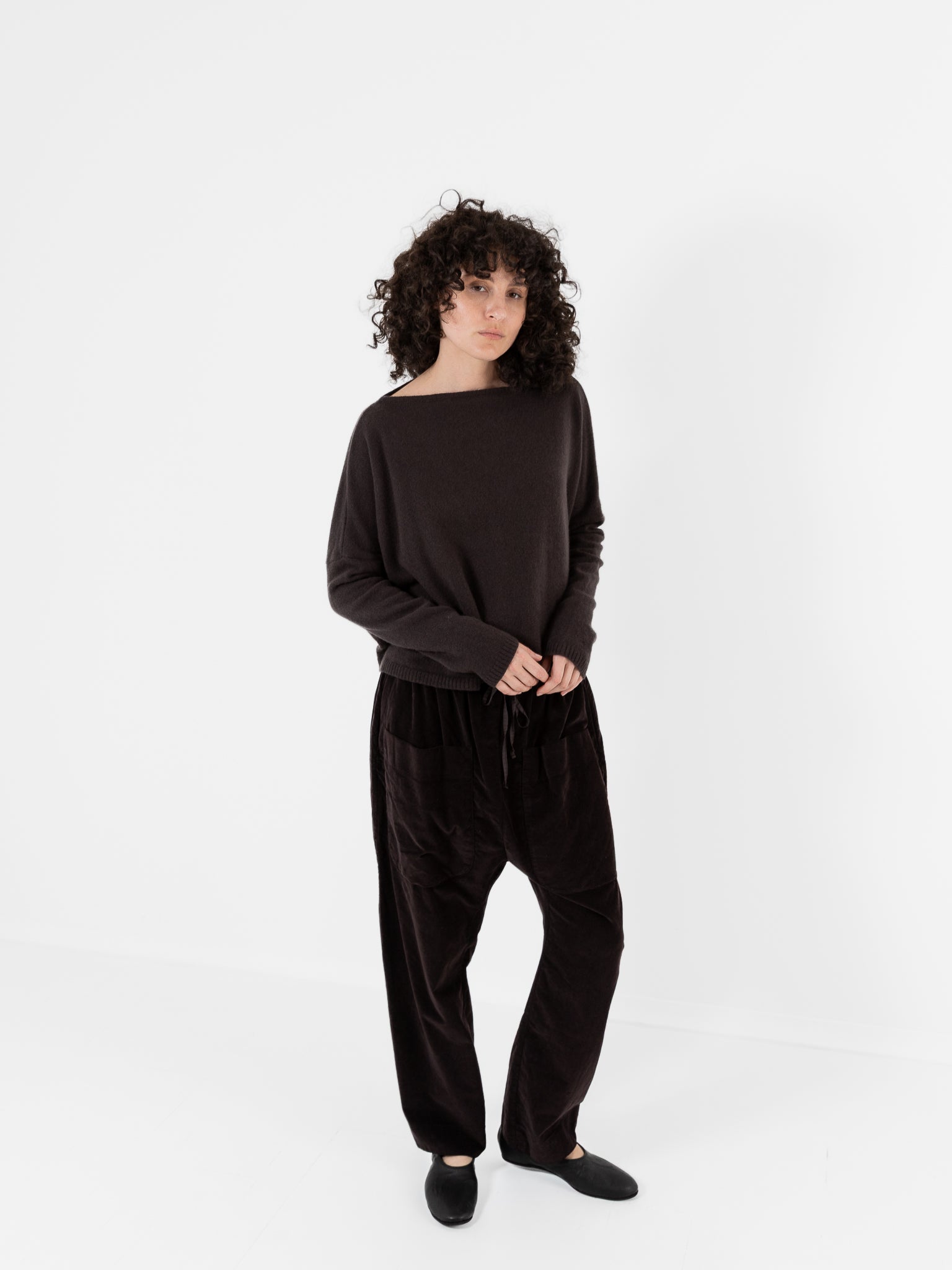 Album Di Famiglia Cashmere Boatneck Sweater in Chocolate - ALBUM DI FAMIGLIA at Worthwhile - shop SWEATER