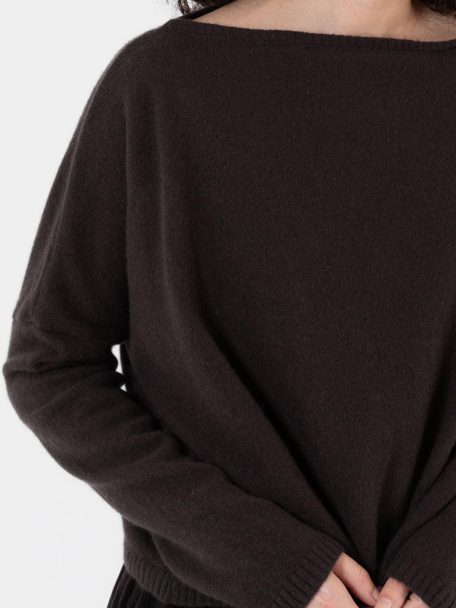 Album Di Famiglia Cashmere Boatneck Sweater in Chocolate - ALBUM DI FAMIGLIA at Worthwhile - shop SWEATER