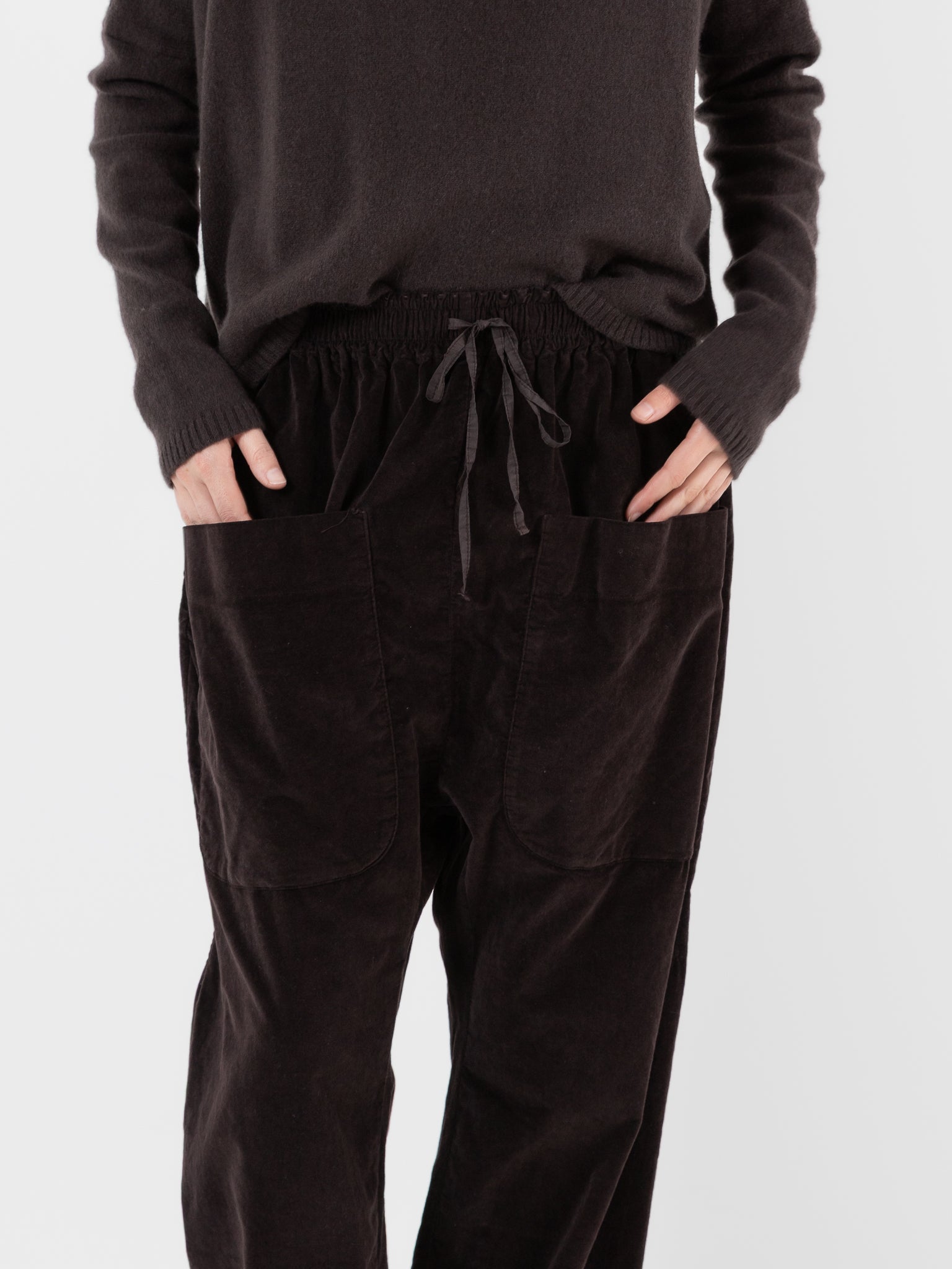Album di Famiglia Velvet Braghe Pant in Chocolate - ALBUM DI FAMIGLIA at Worthwhile - shop PANT