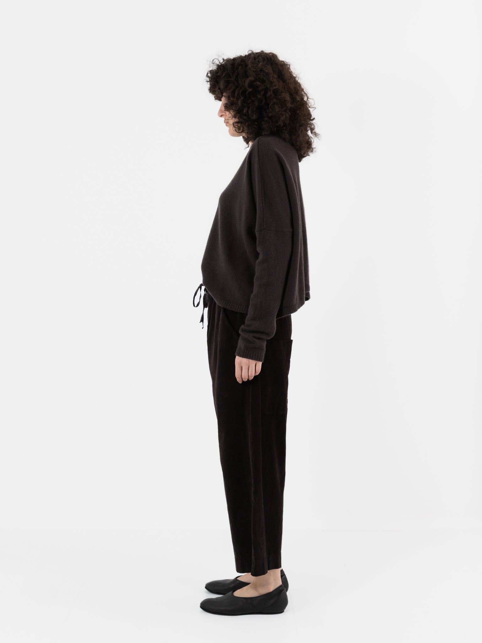 Album di Famiglia Velvet Wide & Short Trousers in Chocolate - ALBUM DI FAMIGLIA at Worthwhile - shop PANT