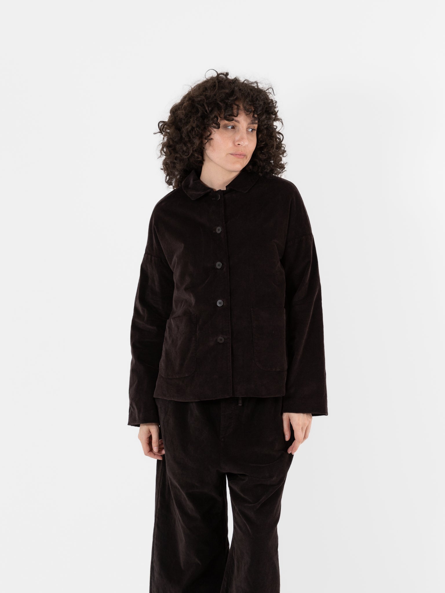 Album Di Famiglia Velvet Loose Blazer in Chocolate - ALBUM DI FAMIGLIA at Worthwhile - shop JACKET