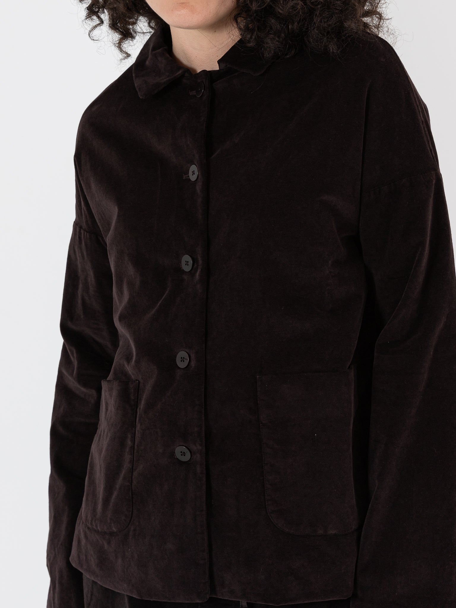 Album Di Famiglia Velvet Loose Blazer in Chocolate - ALBUM DI FAMIGLIA at Worthwhile - shop JACKET