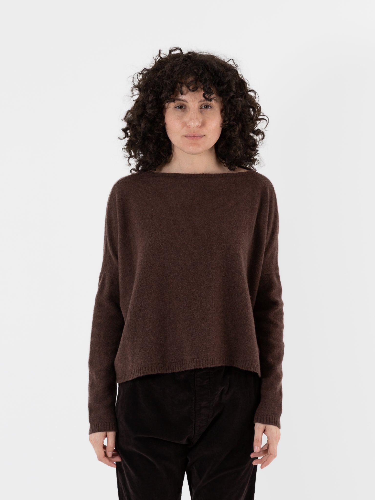 Album Di Famiglia Cashmere Boatneck Sweater in Chestnut - ALBUM DI FAMIGLIA at Worthwhile - shop SWEATER