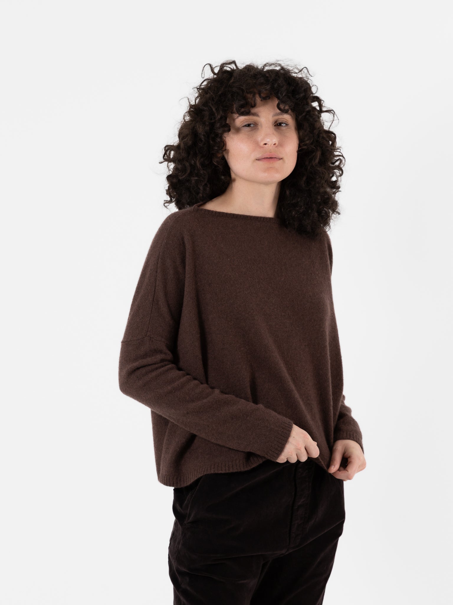 Album Di Famiglia Cashmere Boatneck Sweater in Chestnut - ALBUM DI FAMIGLIA at Worthwhile - shop SWEATER