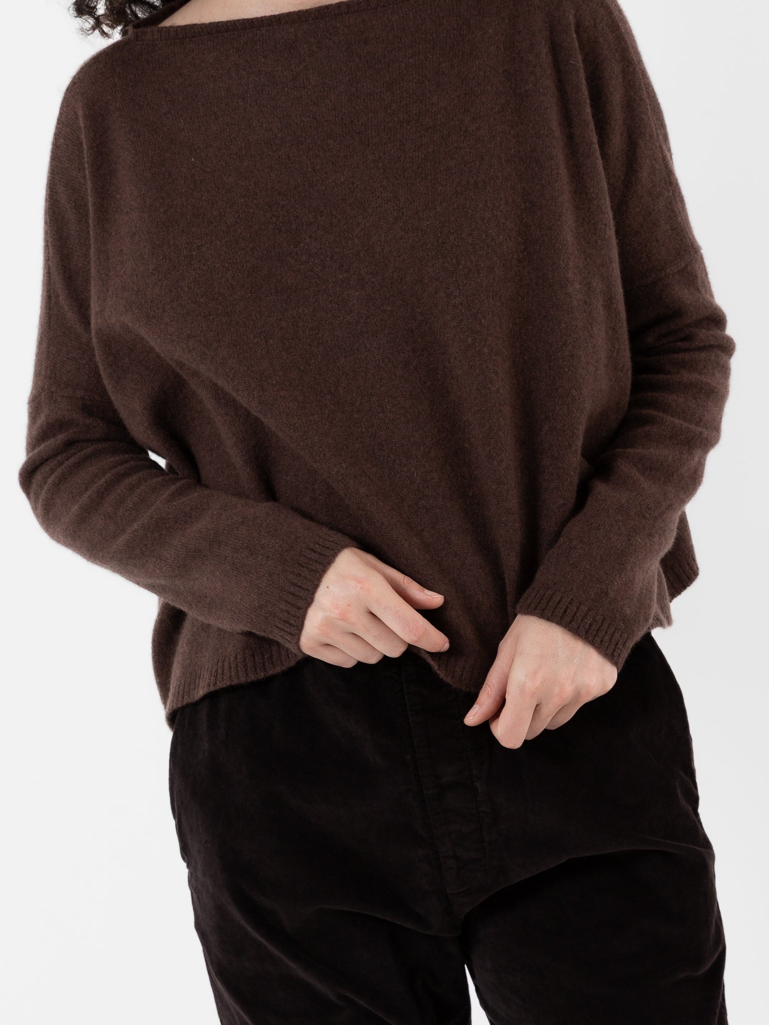 Album Di Famiglia Cashmere Boatneck Sweater in Chestnut - ALBUM DI FAMIGLIA at Worthwhile - shop SWEATER
