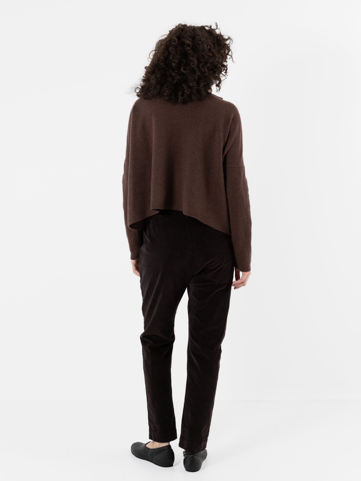 Album Di Famiglia Velvet Slim Trousers in Chocolate - ALBUM DI FAMIGLIA at Worthwhile - shop PANT