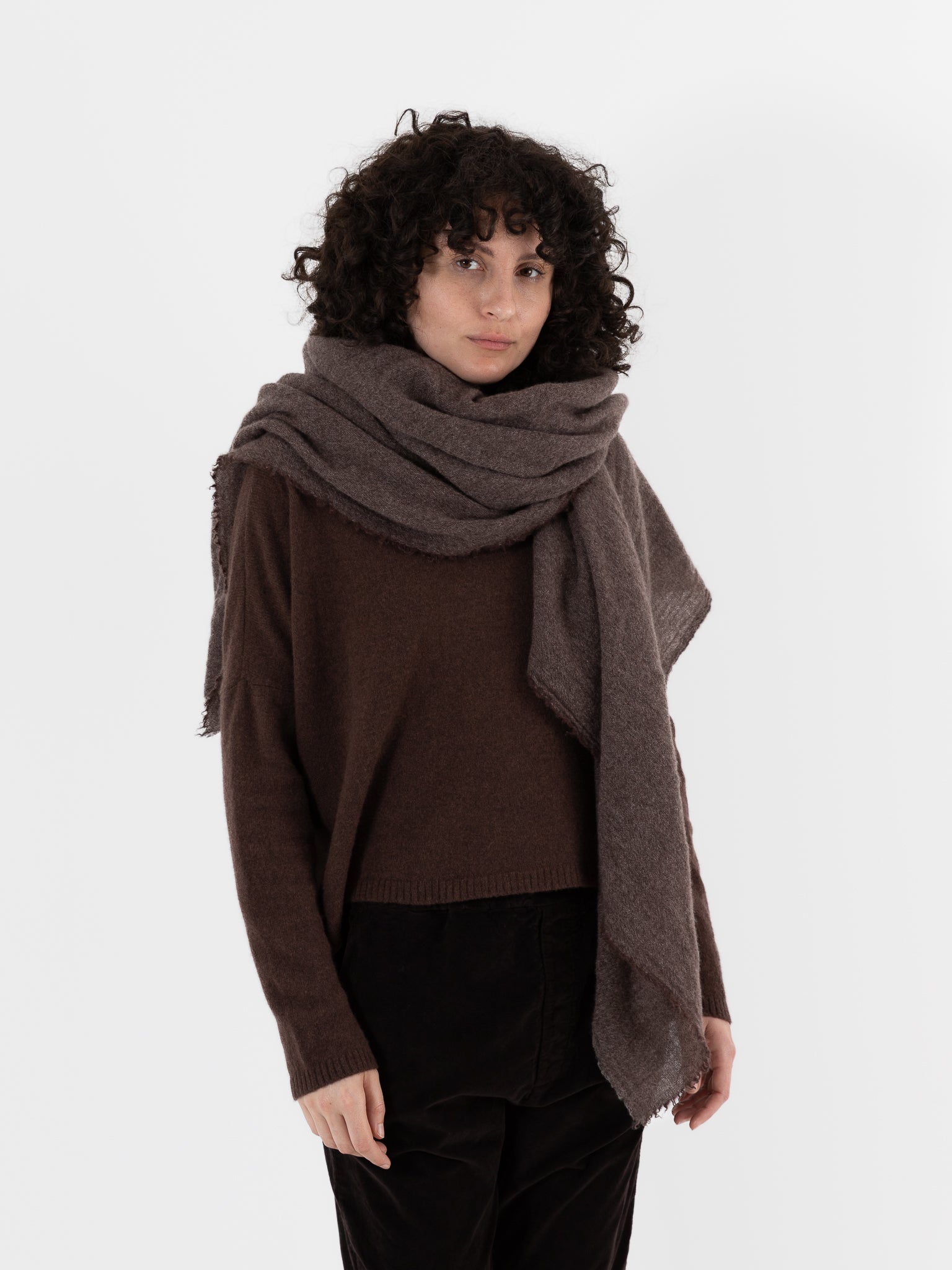 Album Di Famiglia Cashmere Scarf in Marron Glace - ALBUM DI FAMIGLIA at Worthwhile - shop SCARF