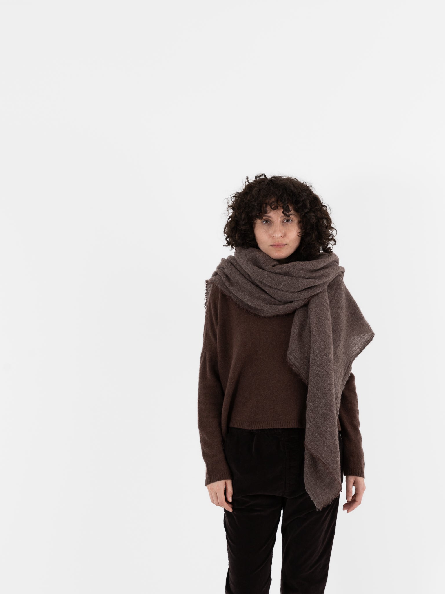 Album Di Famiglia Cashmere Scarf in Marron Glace - ALBUM DI FAMIGLIA at Worthwhile - shop SCARF