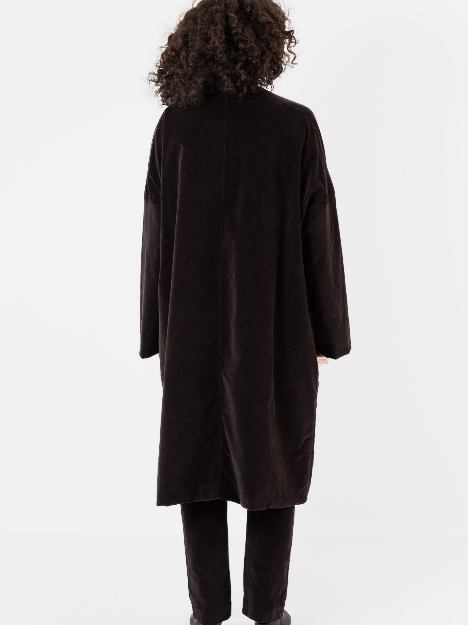 Album di Famiglia Velvet New Loose Coat in Chocolate - ALBUM DI FAMIGLIA at Worthwhile - shop COAT