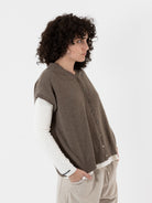 Album Di Famiglia Cashmere Open Vest in Marron Glace - ALBUM DI FAMIGLIA at Worthwhile - shop VEST