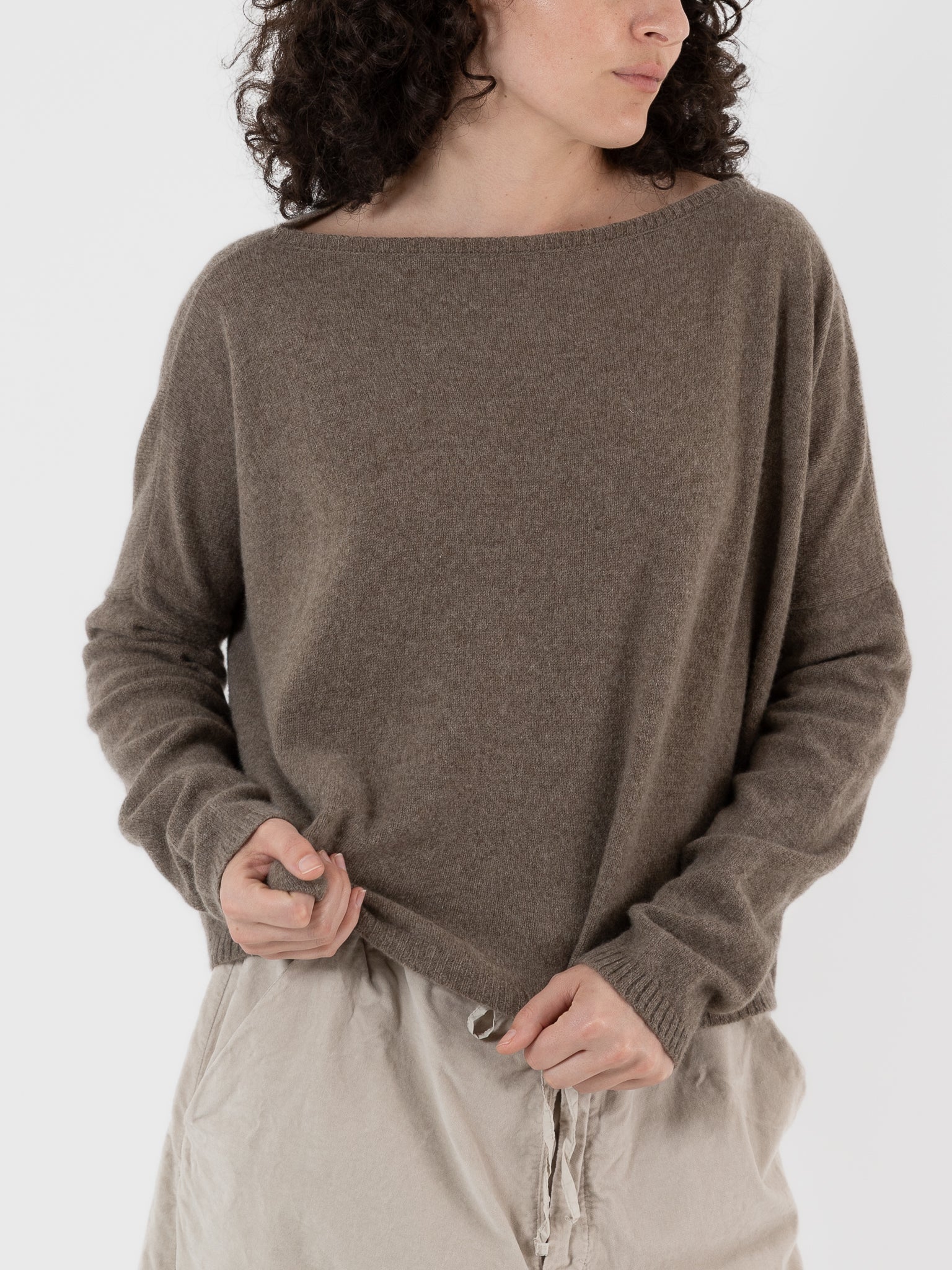 Album Di Famiglia Cashmere Boatneck Sweater in Marron Glace - ALBUM DI FAMIGLIA at Worthwhile - shop SWEATER