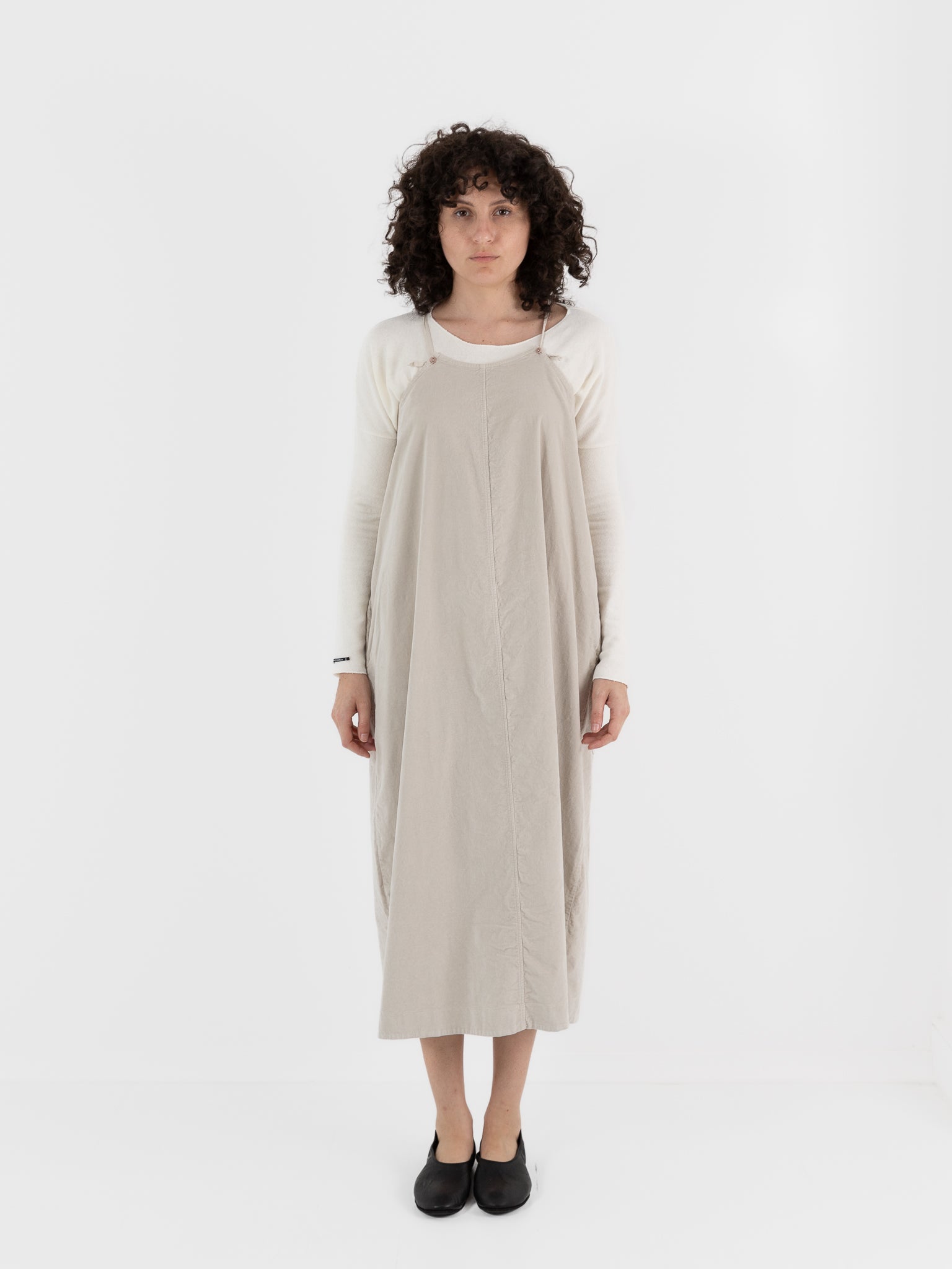 Album Di Famiglia Velvet Skirt Salopette in Oatmeal - ALBUM DI FAMIGLIA at Worthwhile - shop DRESS