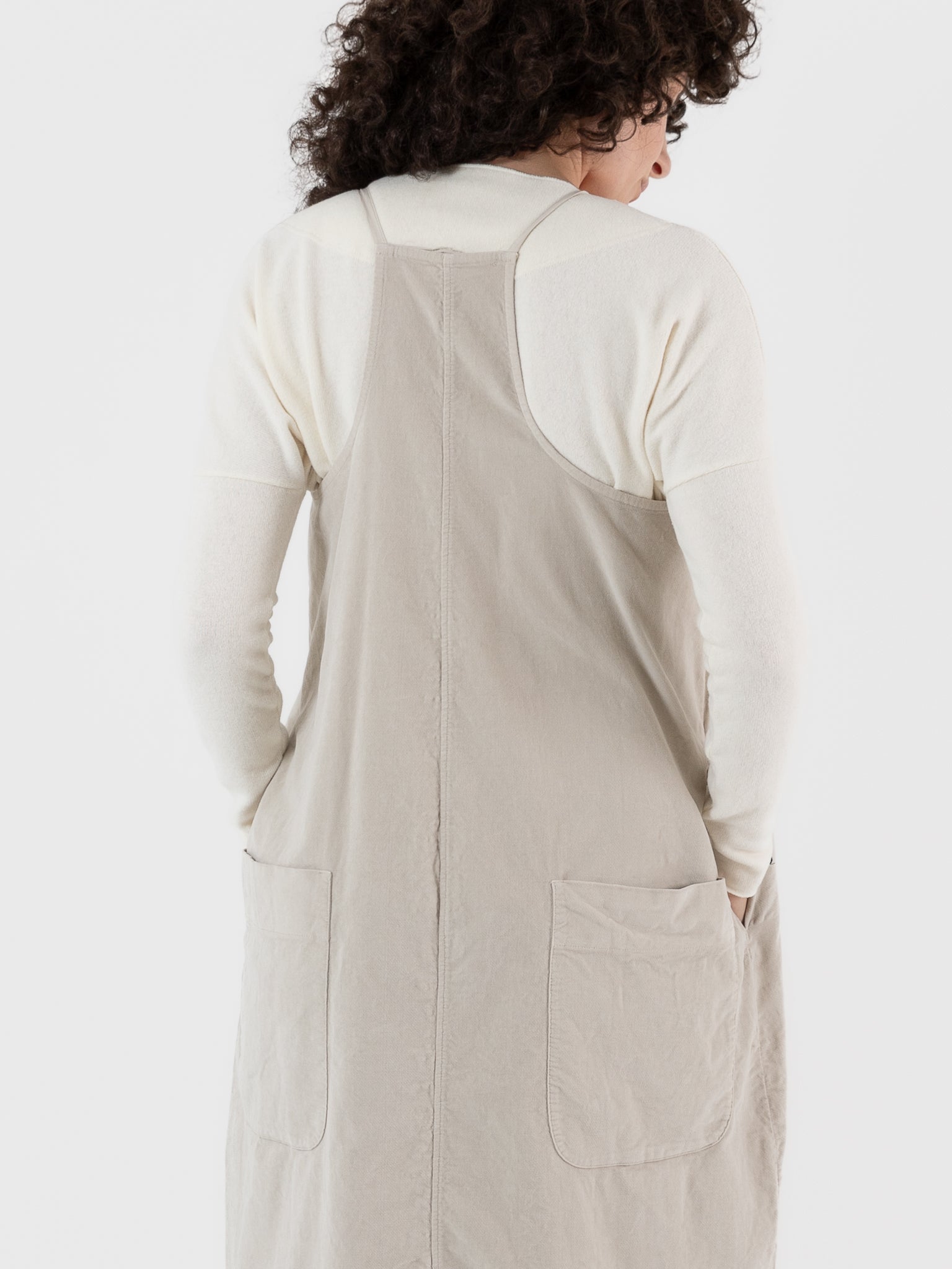 Album Di Famiglia Velvet Skirt Salopette in Oatmeal - ALBUM DI FAMIGLIA at Worthwhile - shop DRESS