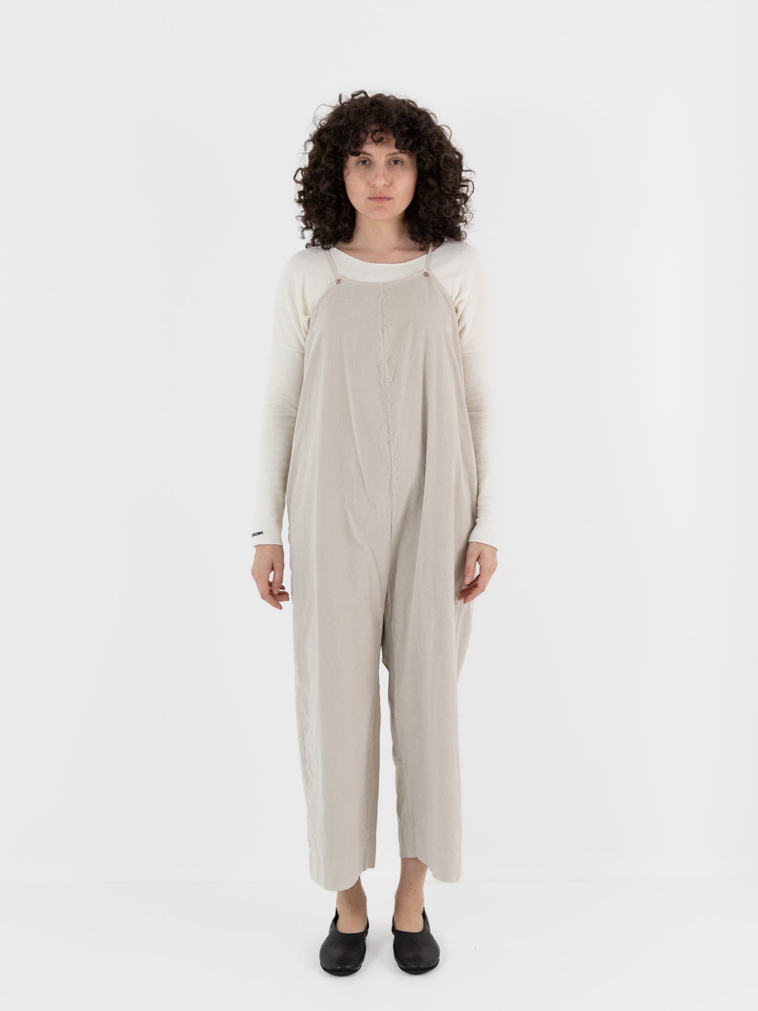 Album Di Famiglia Velvet Salopette in Oatmeal - ALBUM DI FAMIGLIA at Worthwhile - shop JUMPSUIT