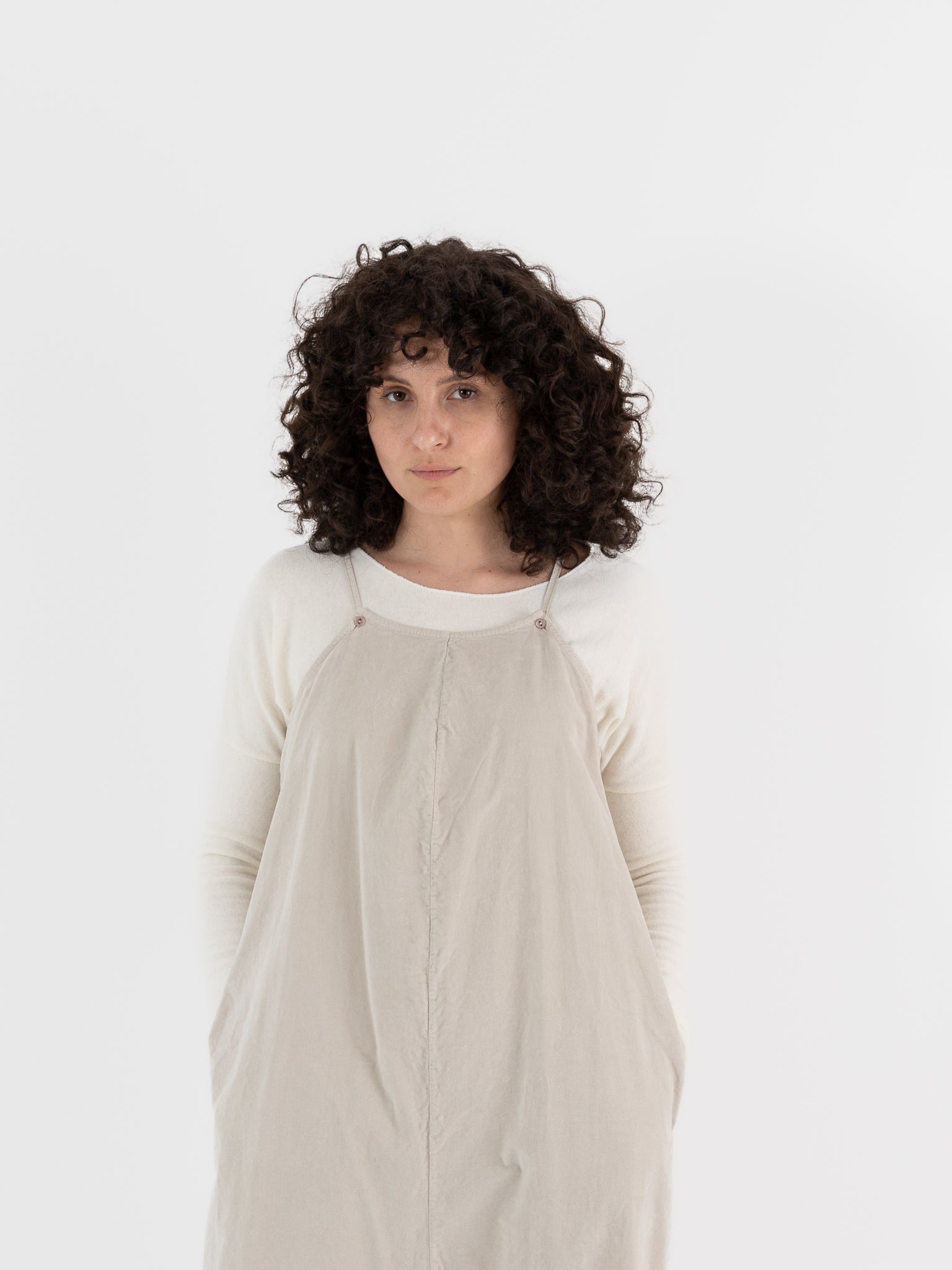 Album Di Famiglia Velvet Salopette in Oatmeal - ALBUM DI FAMIGLIA at Worthwhile - shop JUMPSUIT