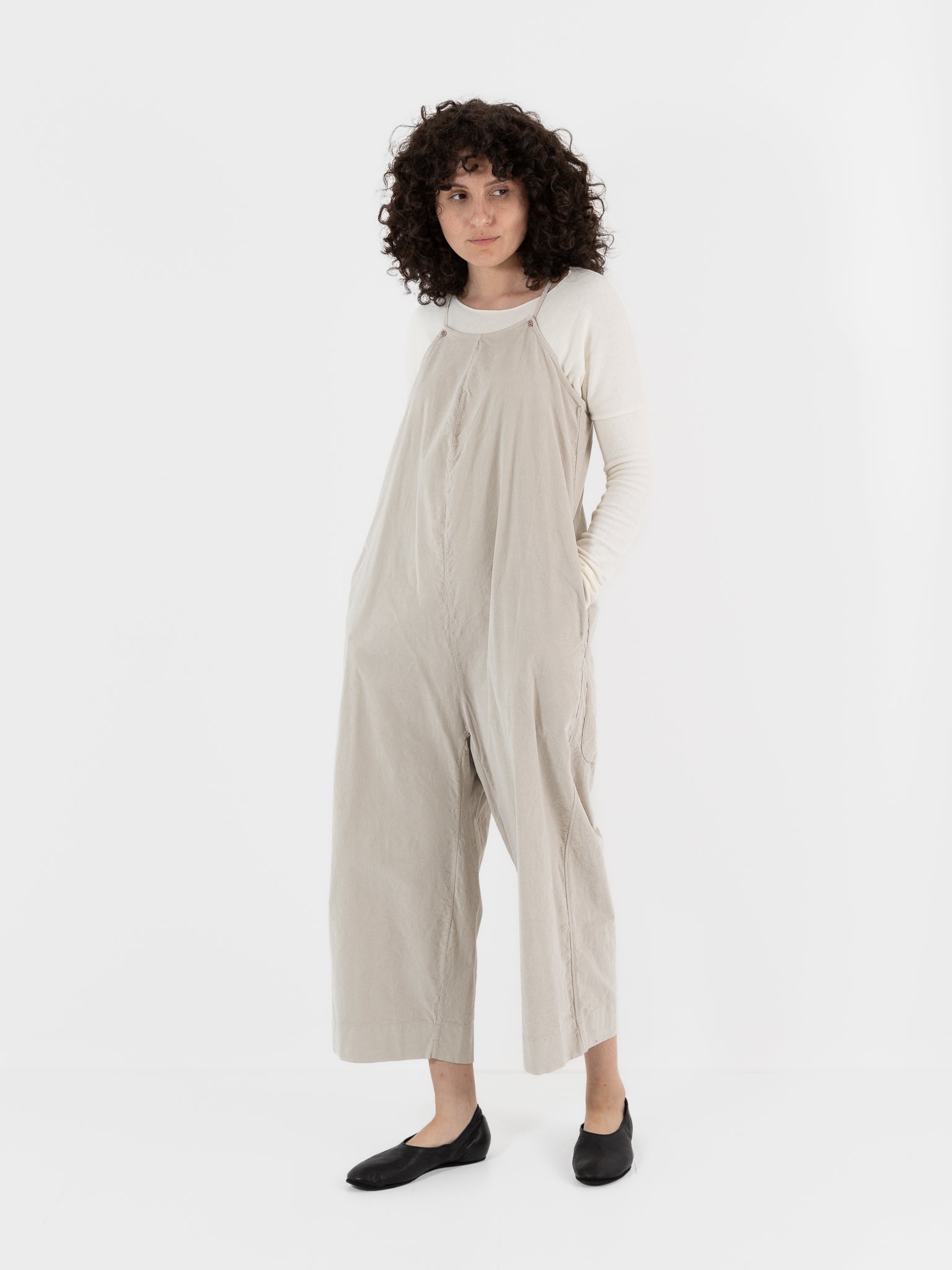 Album Di Famiglia Velvet Salopette in Oatmeal - ALBUM DI FAMIGLIA at Worthwhile - shop JUMPSUIT