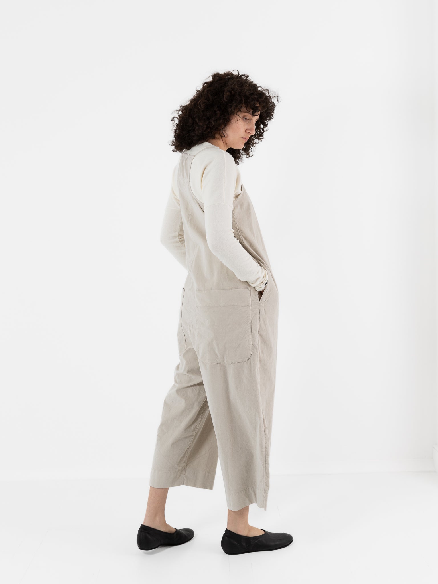 Album Di Famiglia Velvet Salopette in Oatmeal - ALBUM DI FAMIGLIA at Worthwhile - shop JUMPSUIT