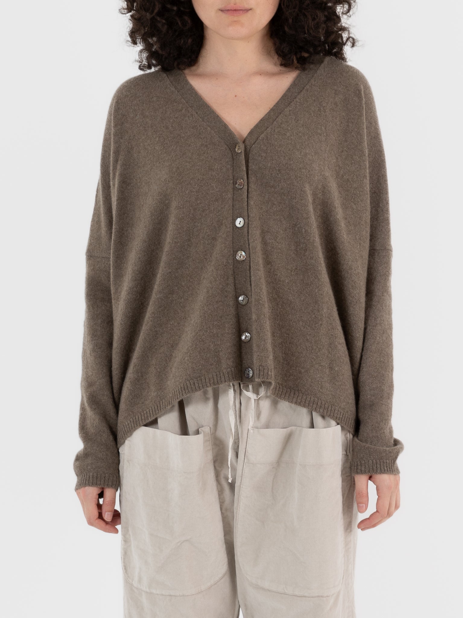 Album Di Famiglia Cashmere Cardigan In Marron Glace - ALBUM DI FAMIGLIA at Worthwhile - shop CARDIGAN