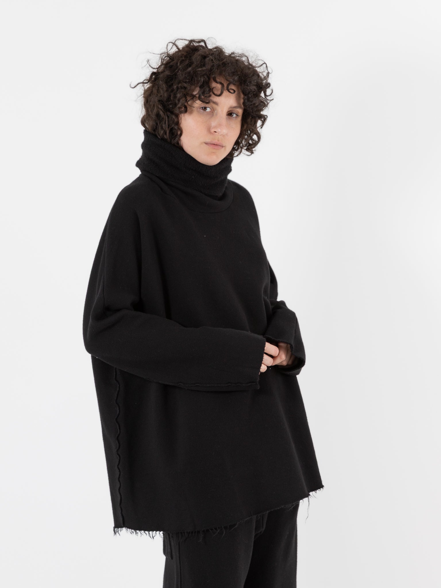 Album Di Famiglia Soft Turtleneck in Black - ALBUM DI FAMIGLIA at Worthwhile - shop TOP