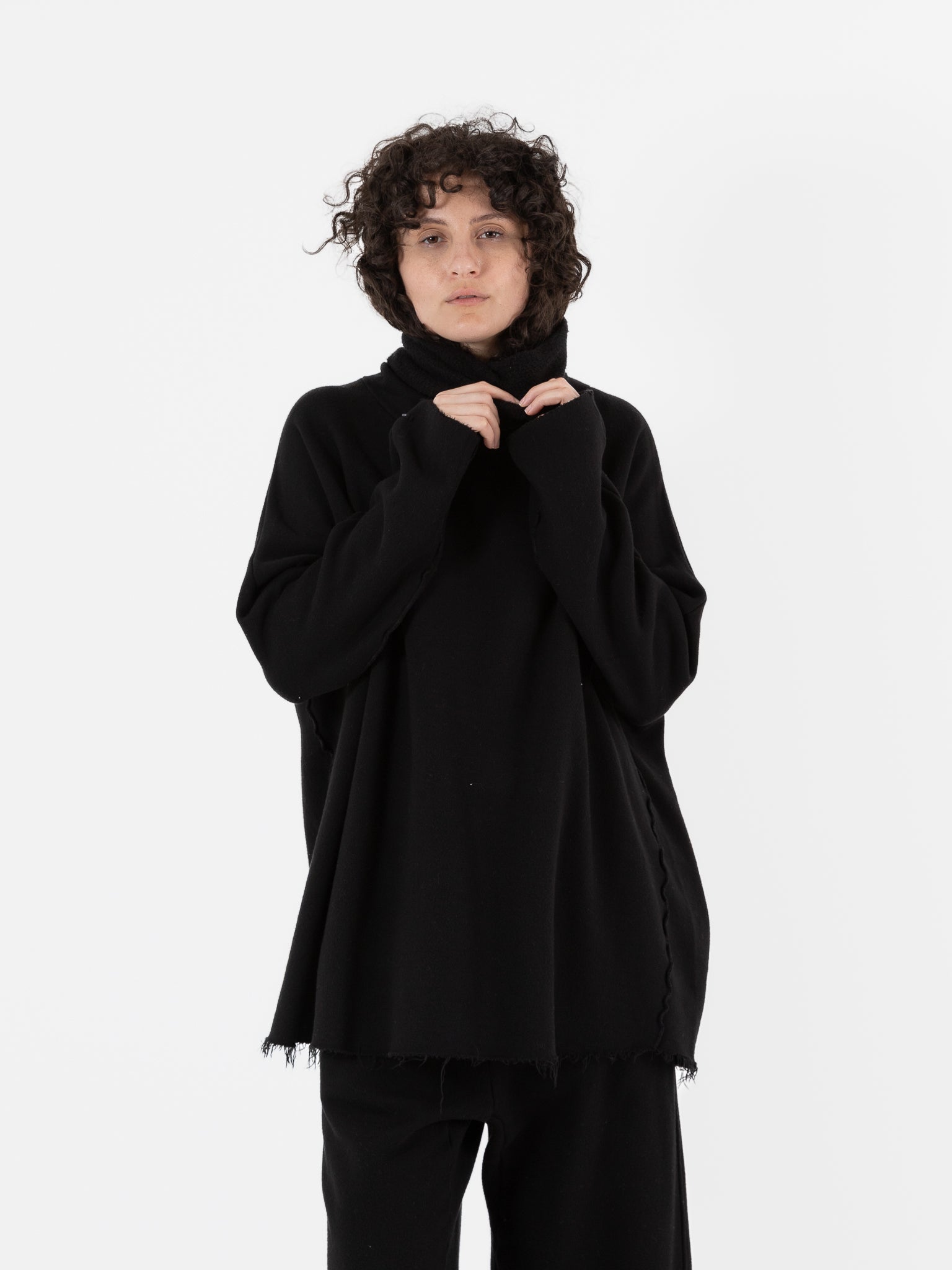 Album Di Famiglia Soft Turtleneck in Black - ALBUM DI FAMIGLIA at Worthwhile - shop TOP
