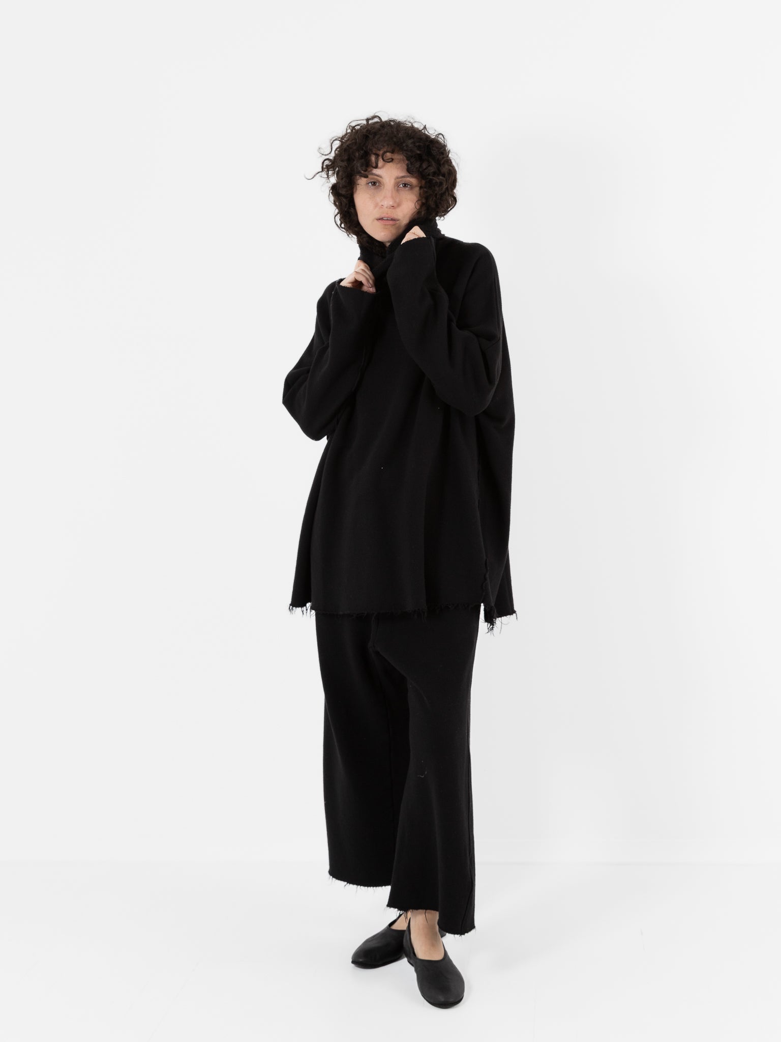 Album Di Famiglia Soft Turtleneck in Black - ALBUM DI FAMIGLIA at Worthwhile - shop TOP