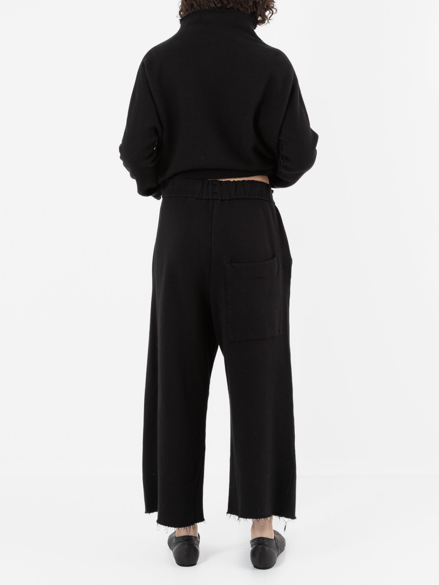 Album di Famiglia Soft Wide & Short Trousers in Black - ALBUM DI FAMIGLIA at Worthwhile - shop PANT