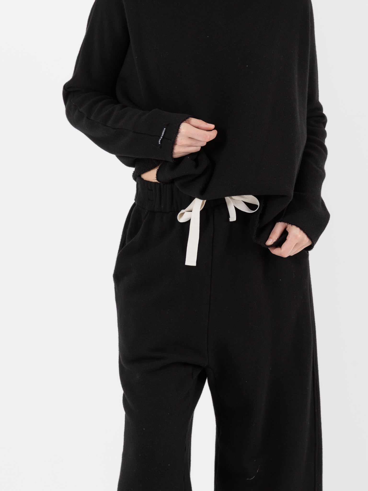 Album di Famiglia Soft Wide & Short Trousers in Black - ALBUM DI FAMIGLIA at Worthwhile - shop PANT