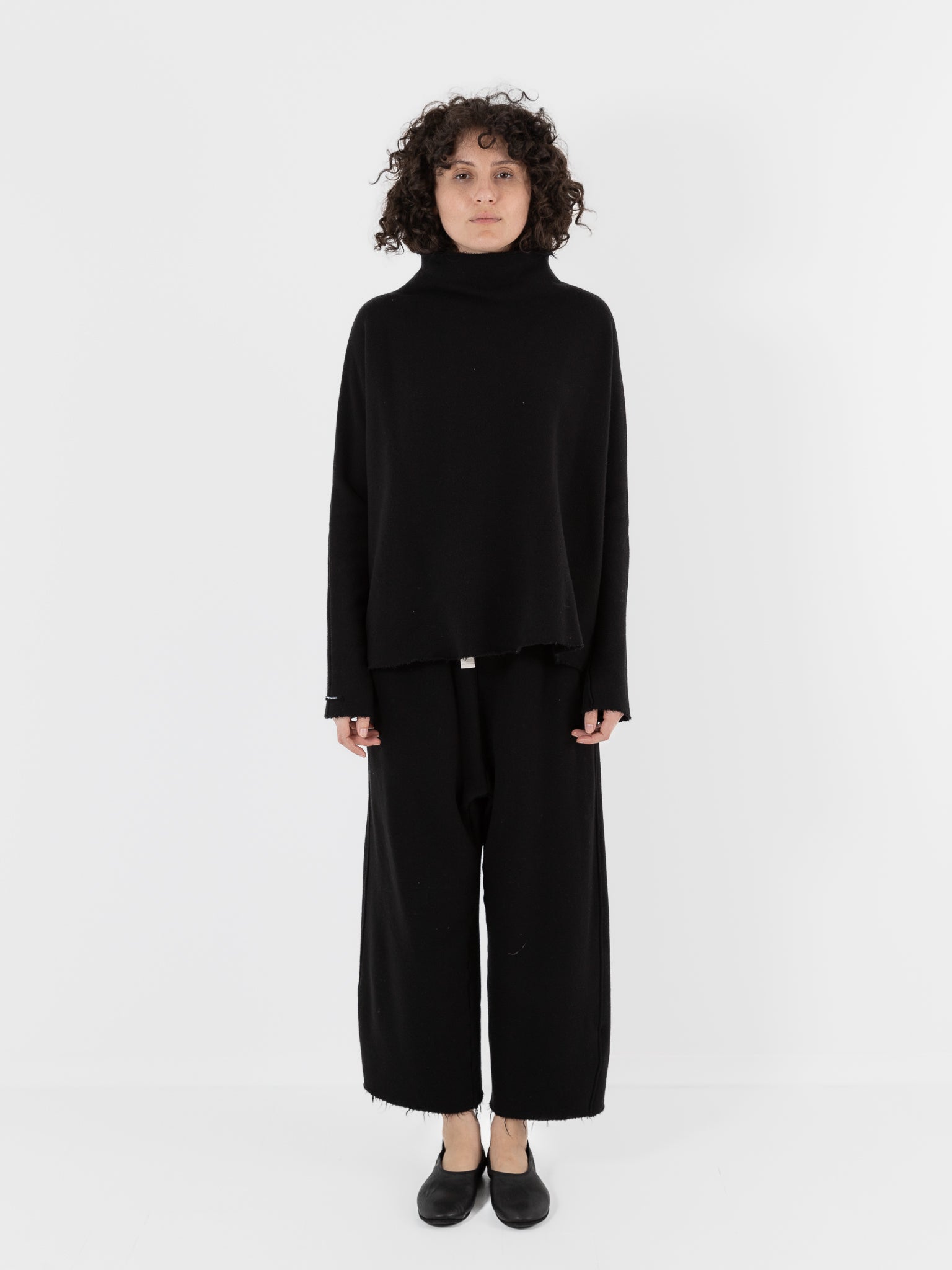 Album di Famiglia Soft High Neck Pullover in Black - ALBUM DI FAMIGLIA at Worthwhile - shop TOP