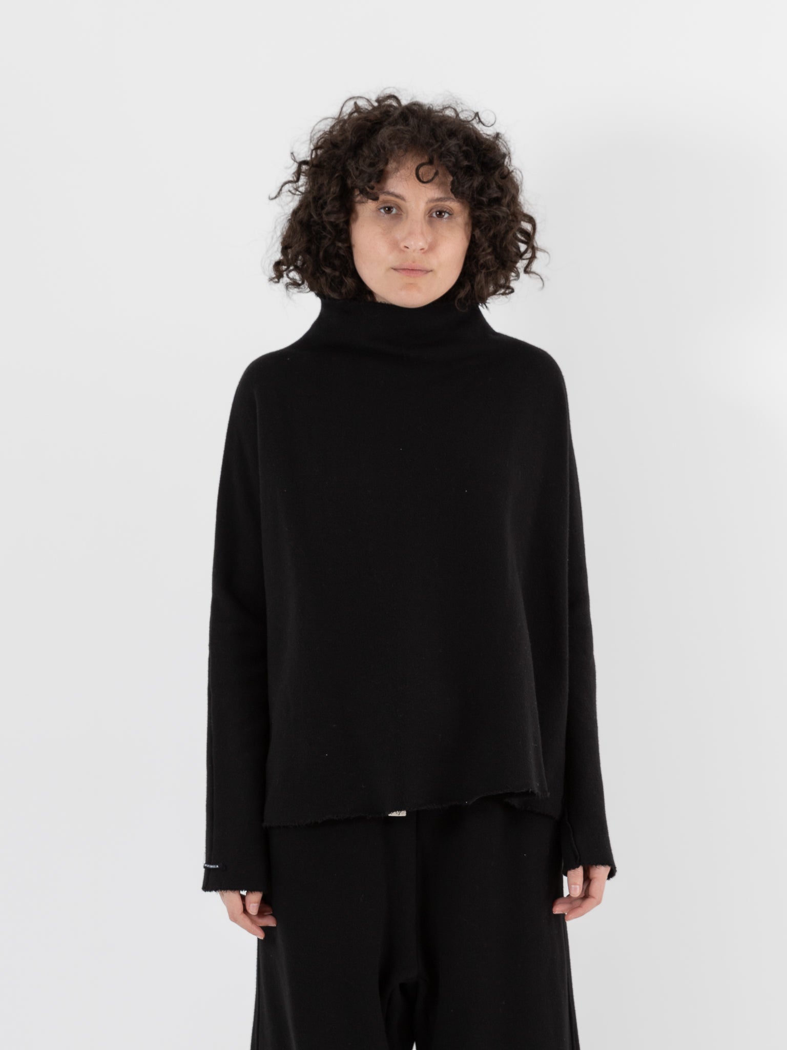 Album di Famiglia Soft High Neck Pullover in Black - ALBUM DI FAMIGLIA at Worthwhile - shop TOP