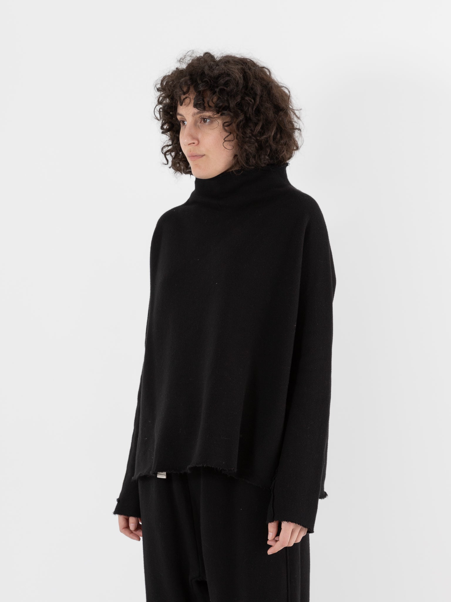 Album di Famiglia Soft High Neck Pullover in Black - ALBUM DI FAMIGLIA at Worthwhile - shop TOP