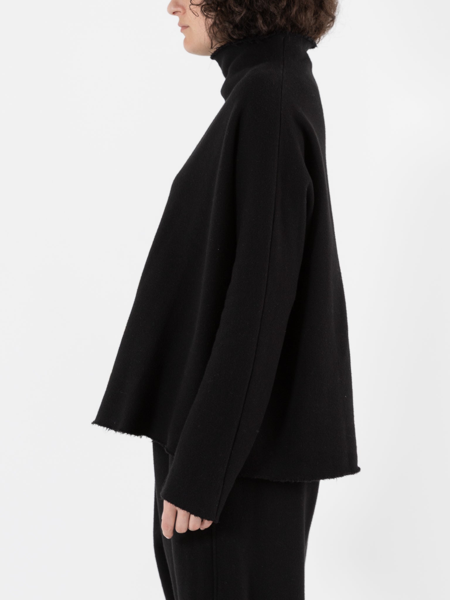 Album di Famiglia Soft High Neck Pullover in Black - ALBUM DI FAMIGLIA at Worthwhile - shop TOP