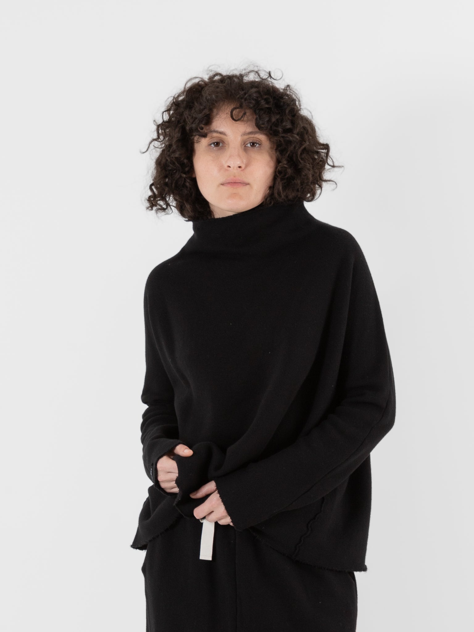 Album di Famiglia Soft High Neck Pullover in Black - ALBUM DI FAMIGLIA at Worthwhile - shop TOP