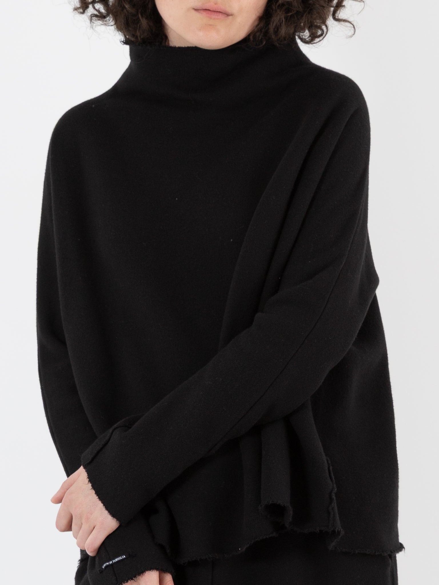 Album di Famiglia Soft High Neck Pullover in Black - ALBUM DI FAMIGLIA at Worthwhile - shop TOP