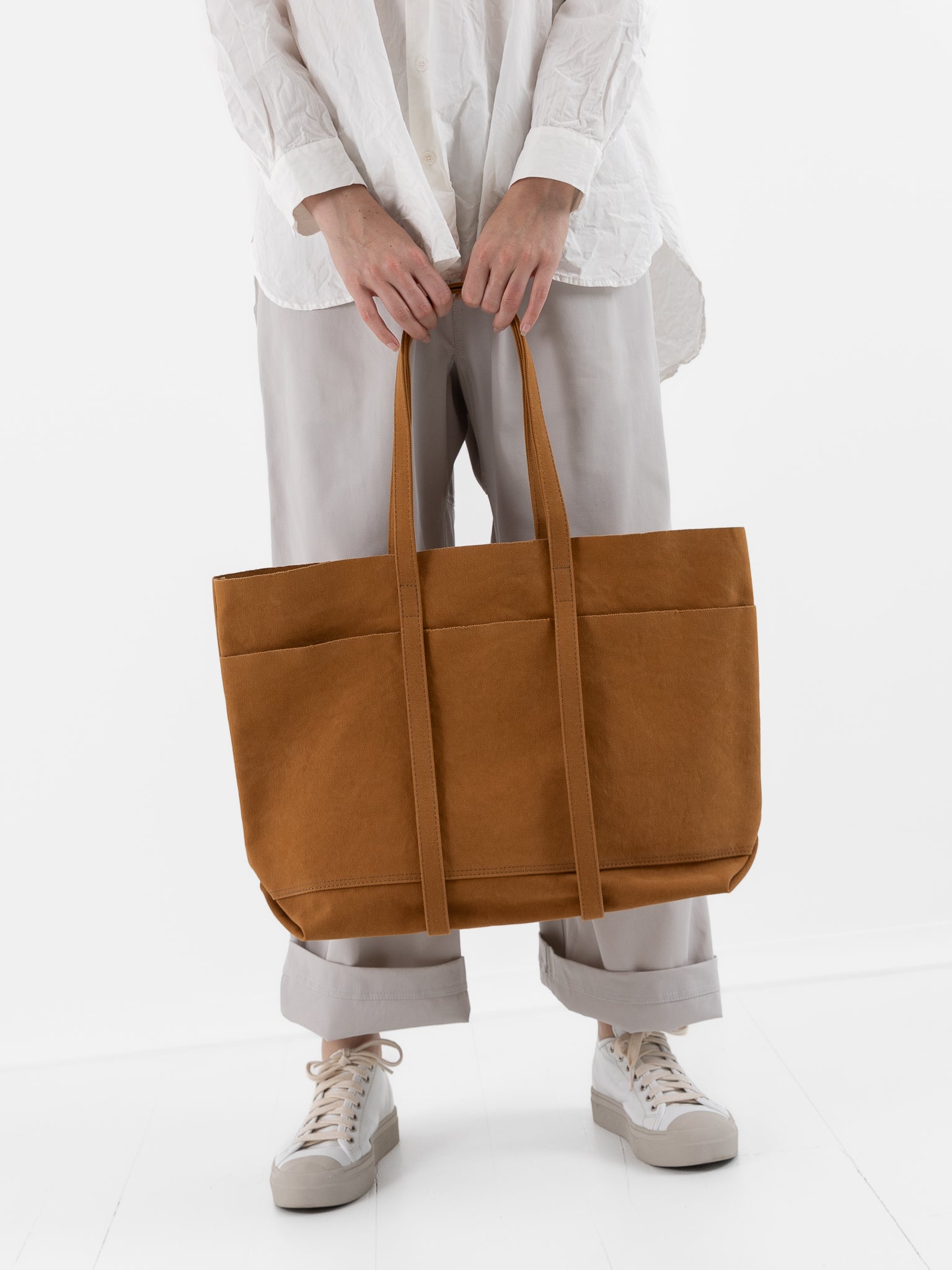 Amiacalva 6 Pocket Medium Tote in Mustard - AMIACALVA at Worthwhile - shop BAG