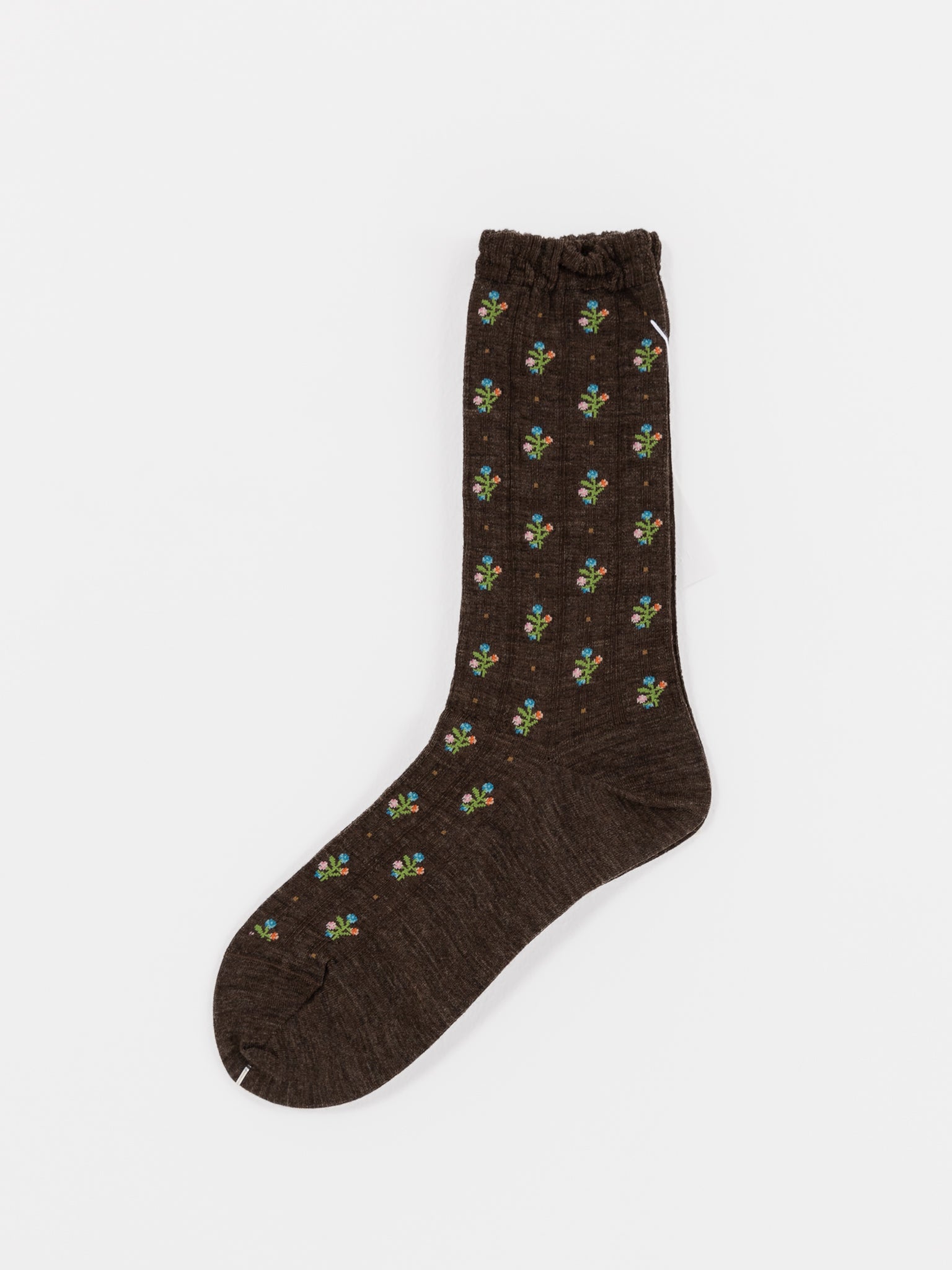 Antipast Flower Stripes Socks in Brown - ANTIPAST at Worthwhile - shop SOCK
