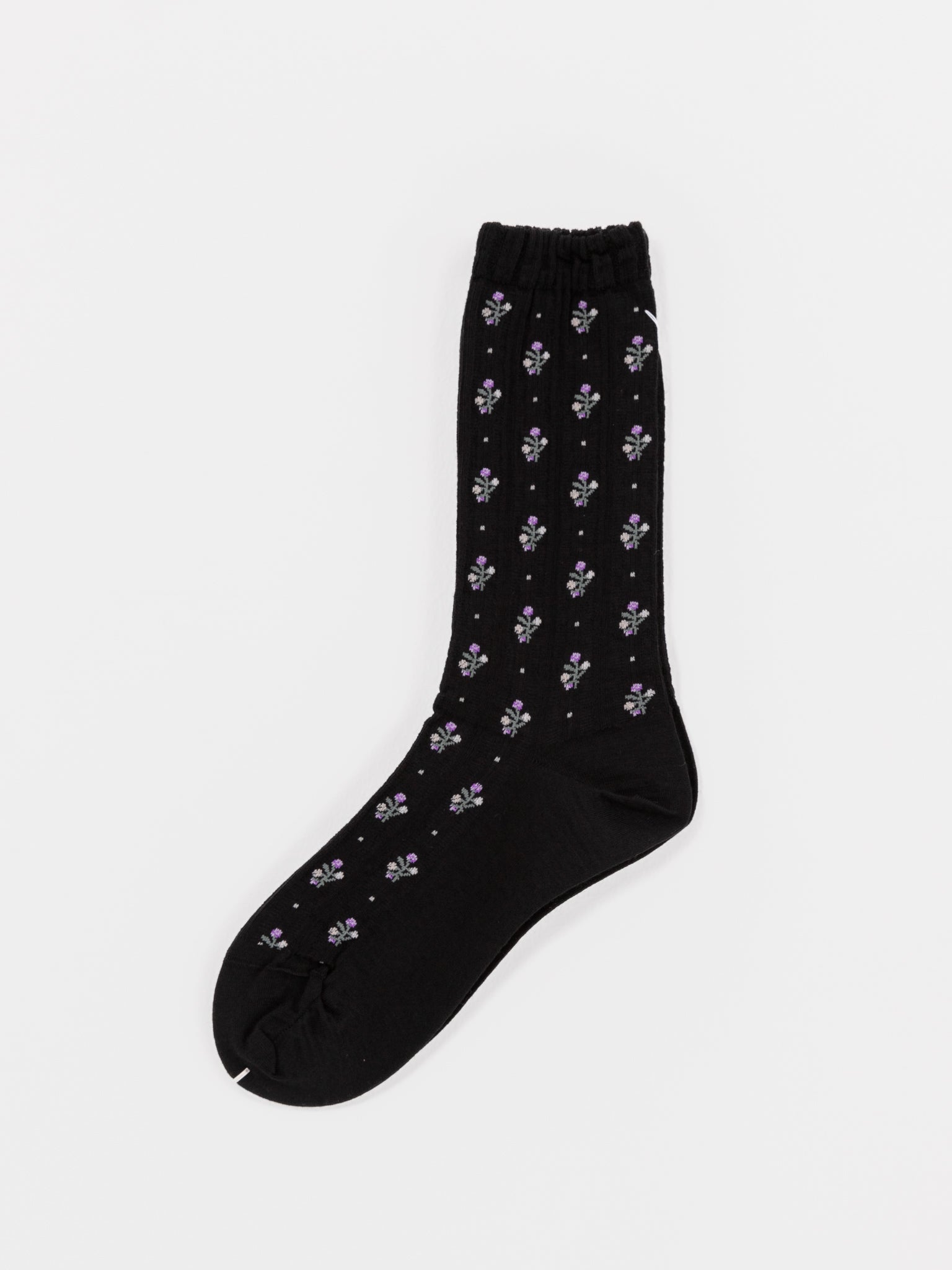 Antipast Flower Stripes Socks in Black - ANTIPAST at Worthwhile - shop SOCK