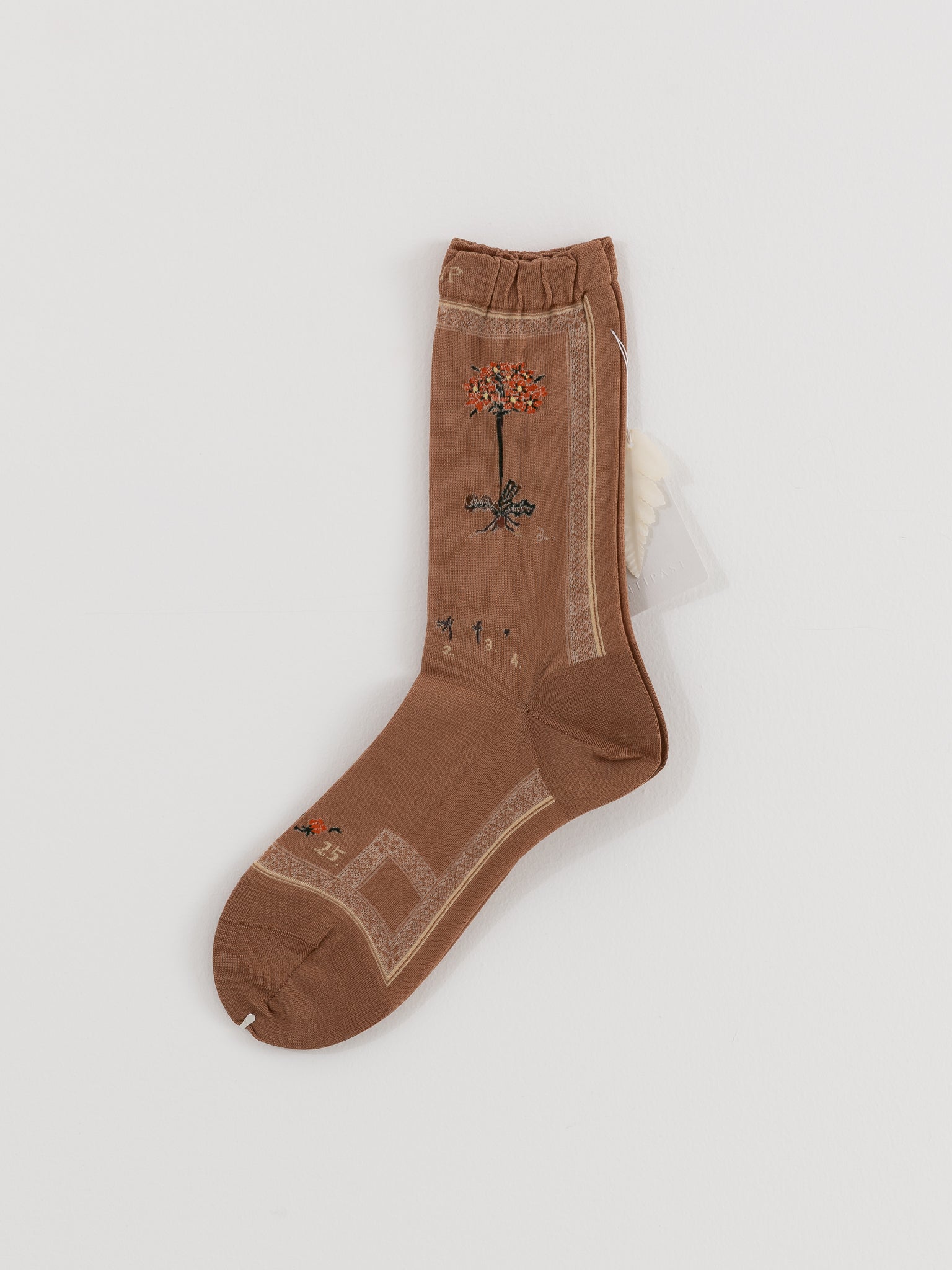 Antipast Botanical Flower Socks in Camel - ANTIPAST at Worthwhile - shop SOCK