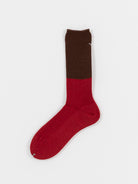 Antipast Two Tone Rib Socks in Red/Brown - ANTIPAST at Worthwhile - shop SOCK