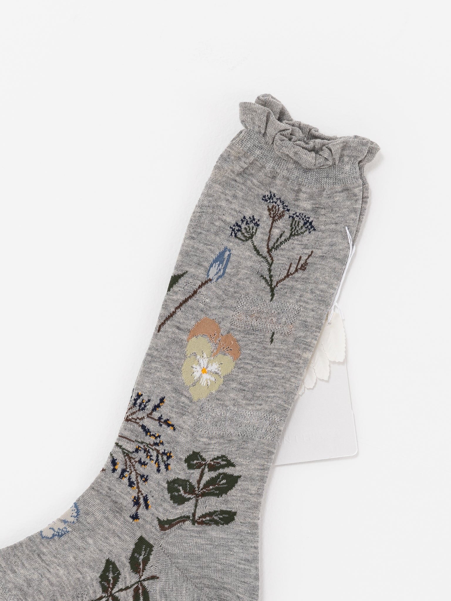 Antipast Pressed Flower Socks, Mix Grey - Worthwhile