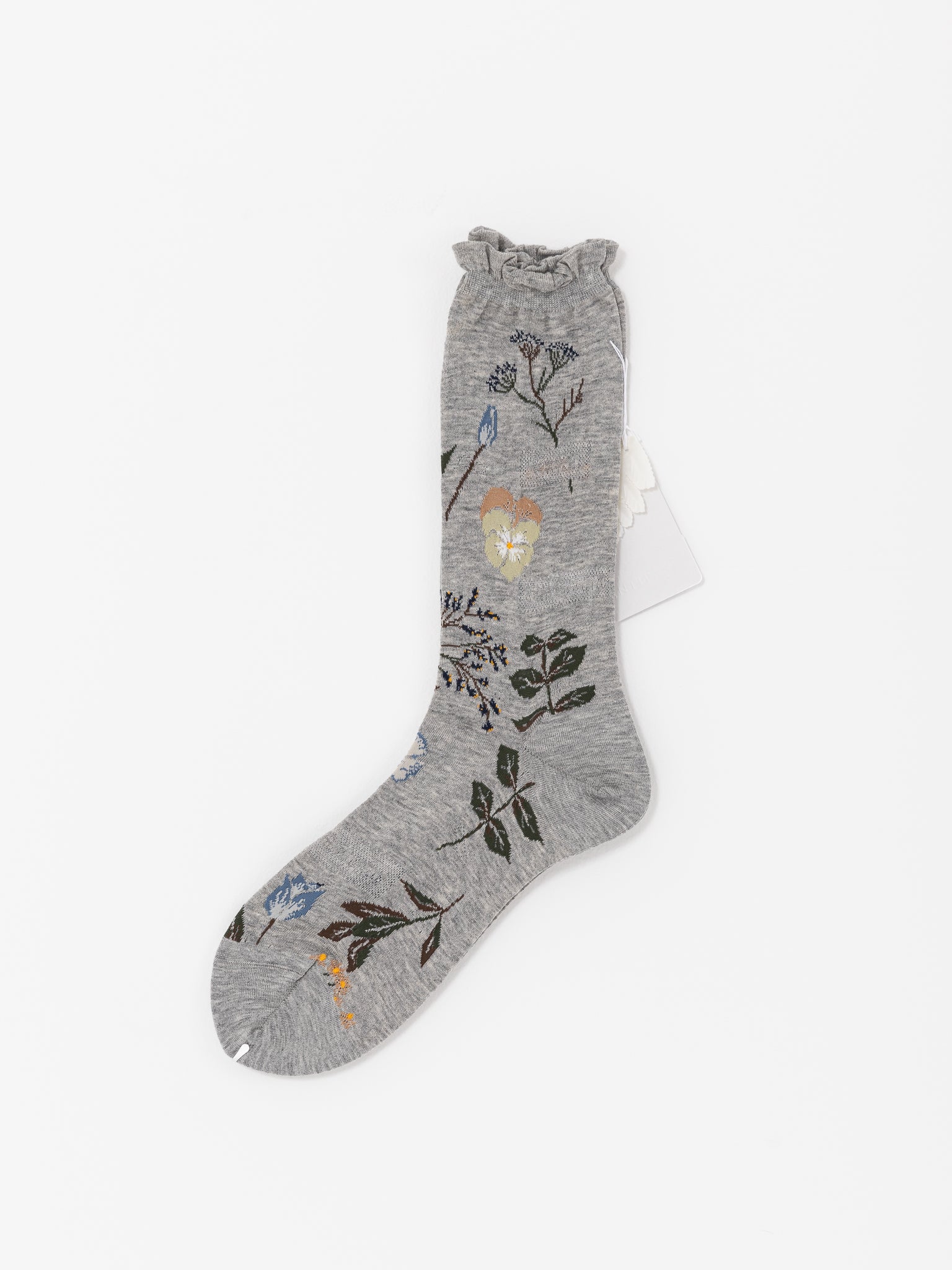 Antipast Pressed Flower Socks, Mix Grey - Worthwhile
