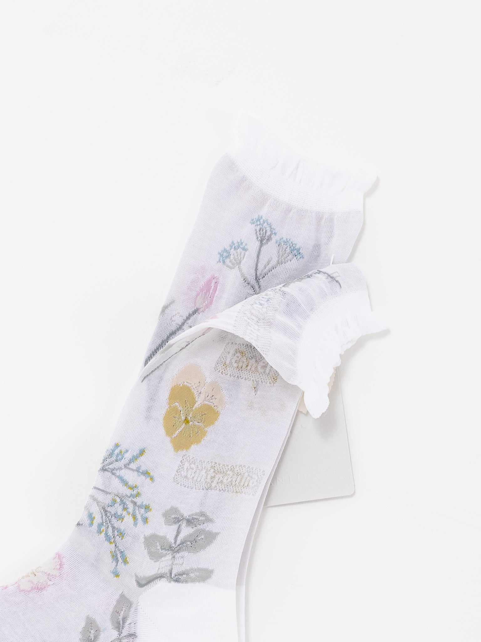 Antipast Pressed Flower Socks, White - Worthwhile