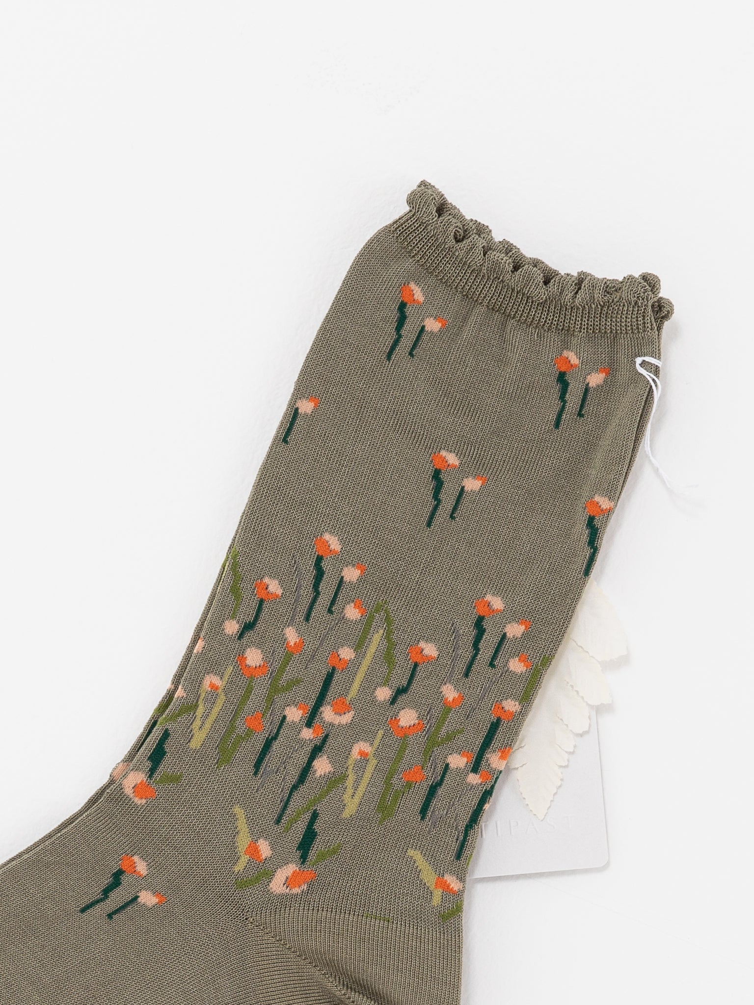 Antipast Full Fly Flower Socks, Khaki - Worthwhile