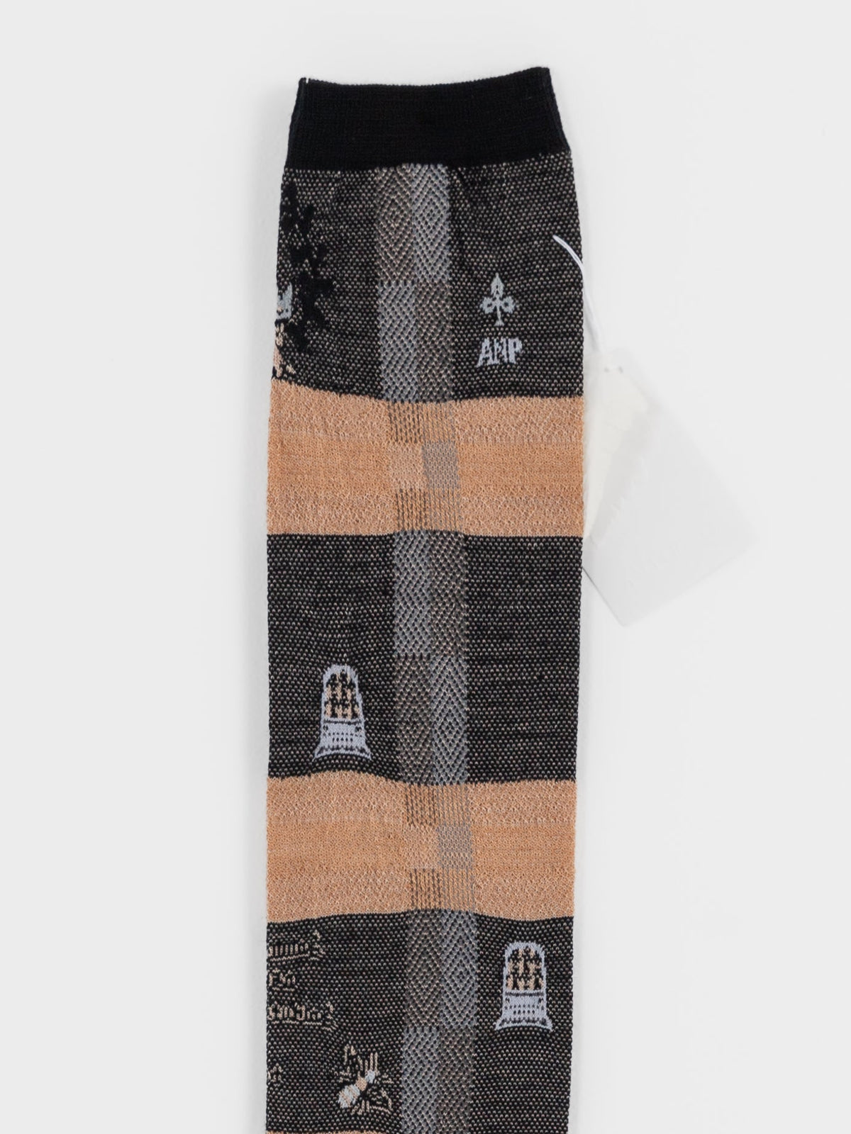 Antipast Darning Check High Socks in Black - ANTIPAST at Worthwhile - shop SOCK