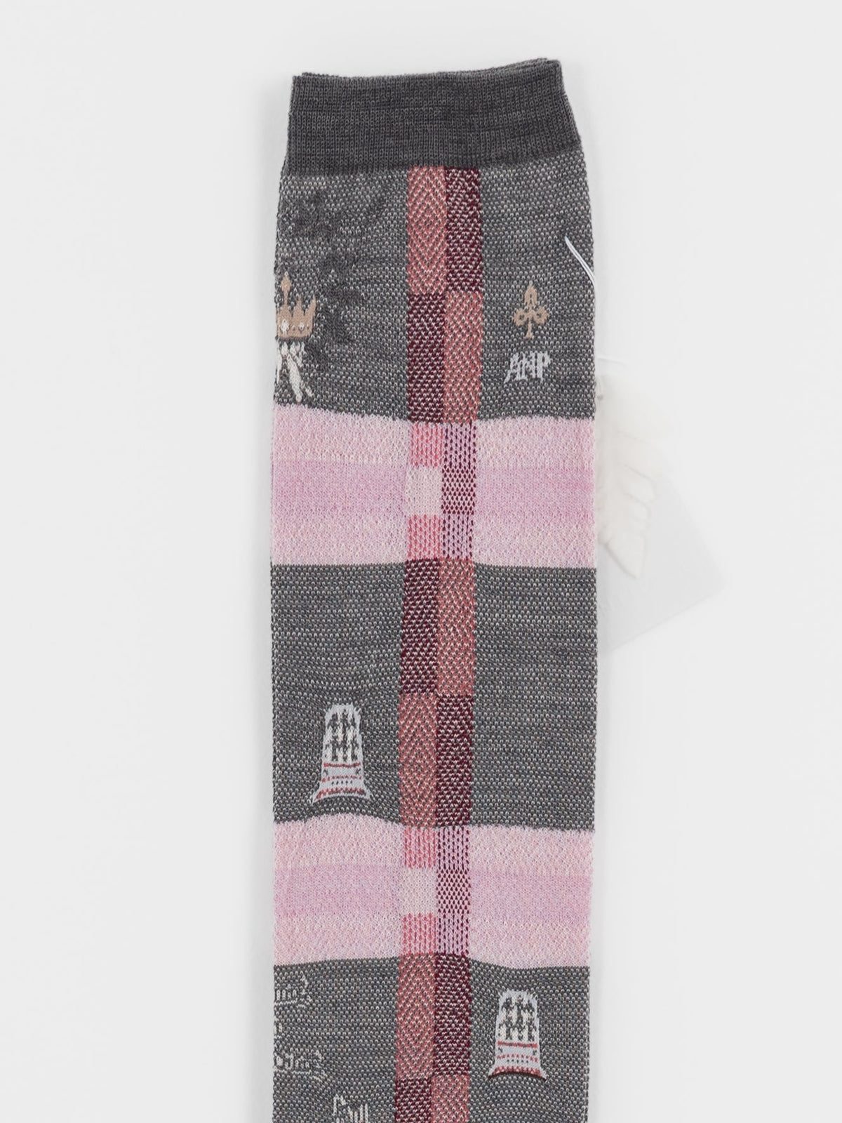 Antipast Darning Check High Socks in Grey - ANTIPAST at Worthwhile - shop SOCK
