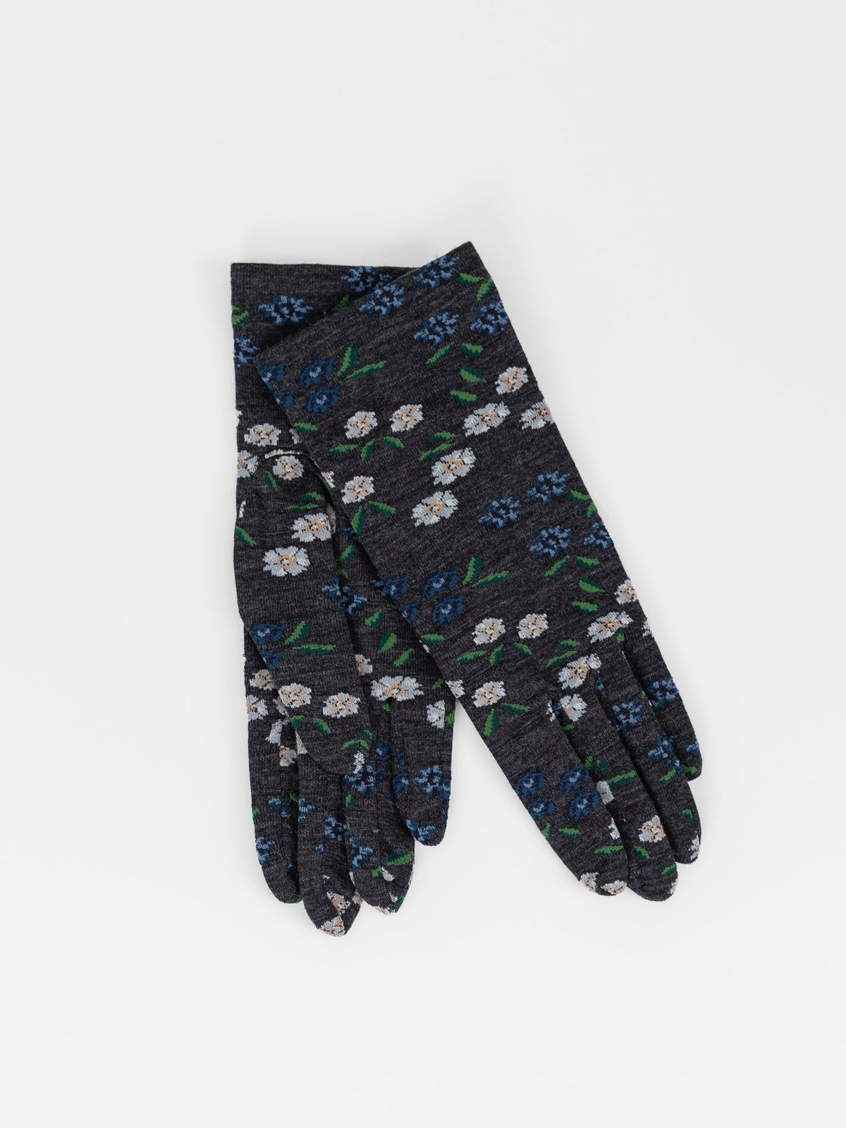 Antipast Tiny Flowers Sock Knit Gloves in Charcoal - ANTIPAST at Worthwhile - shop GLOVES