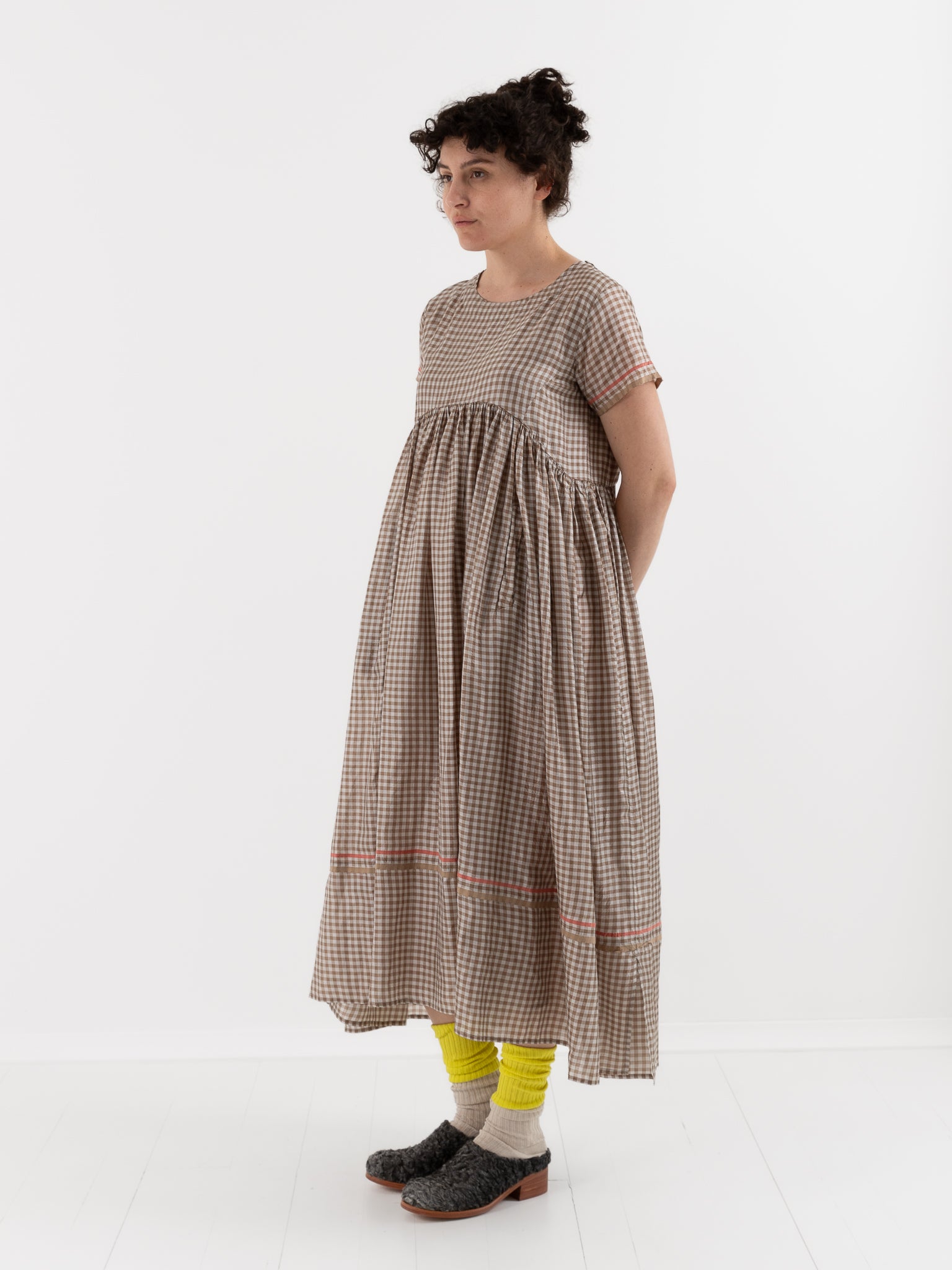 AODRESS Gather Garden Dress No. 61 in Mocha Check - AODRESS at Worthwhile - shop DRESS