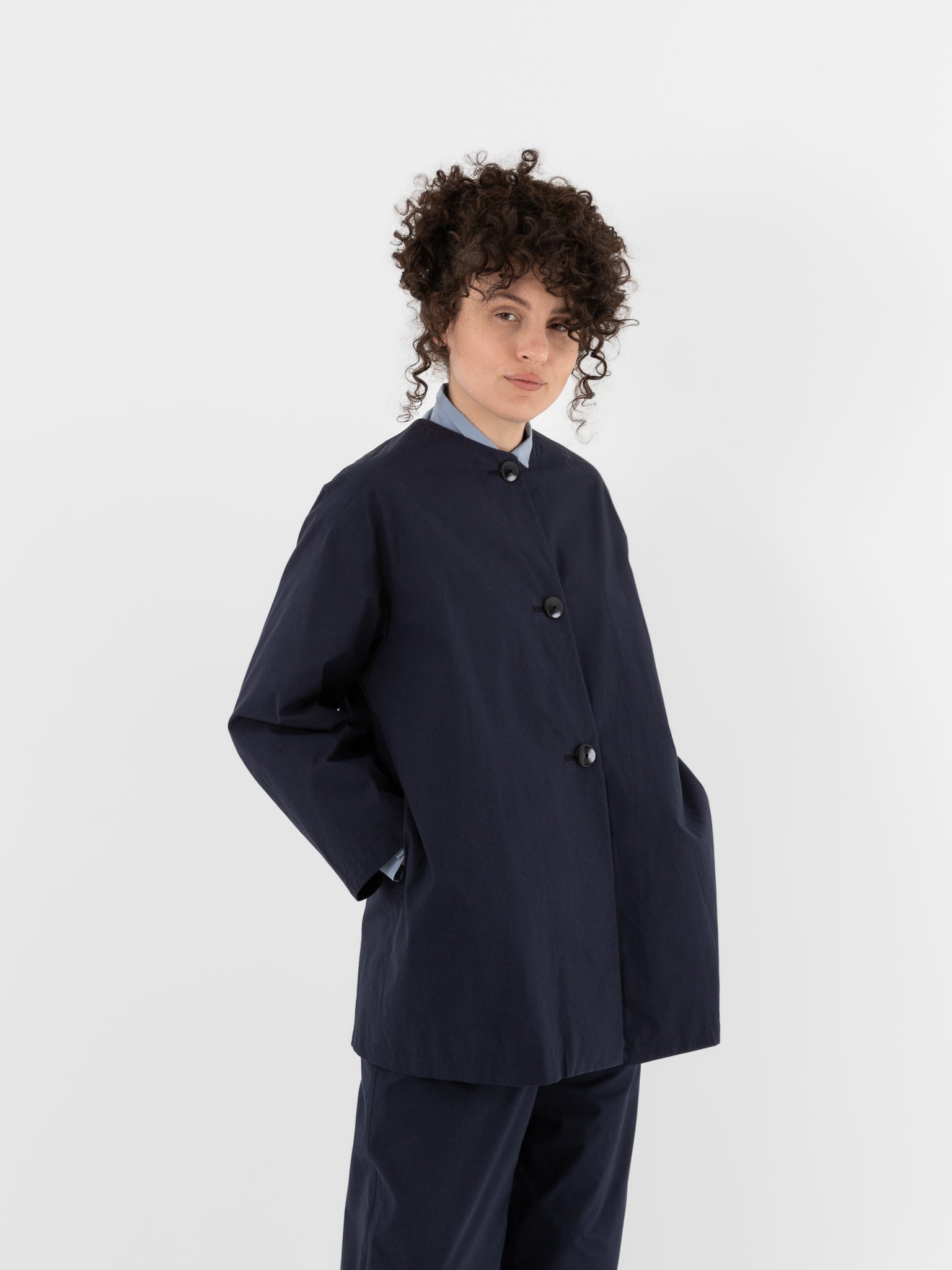 Arts & Science New Granny Short Coat in Navy - ARTS & SCIENCE at Worthwhile - shop COAT