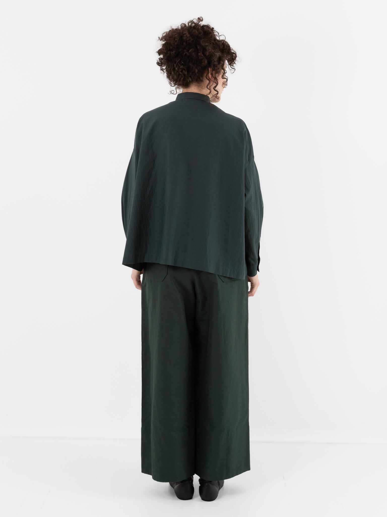 Arts & Science Granny Line Box Shirt in Dark Forest Green - ARTS & SCIENCE at Worthwhile - shop TOP