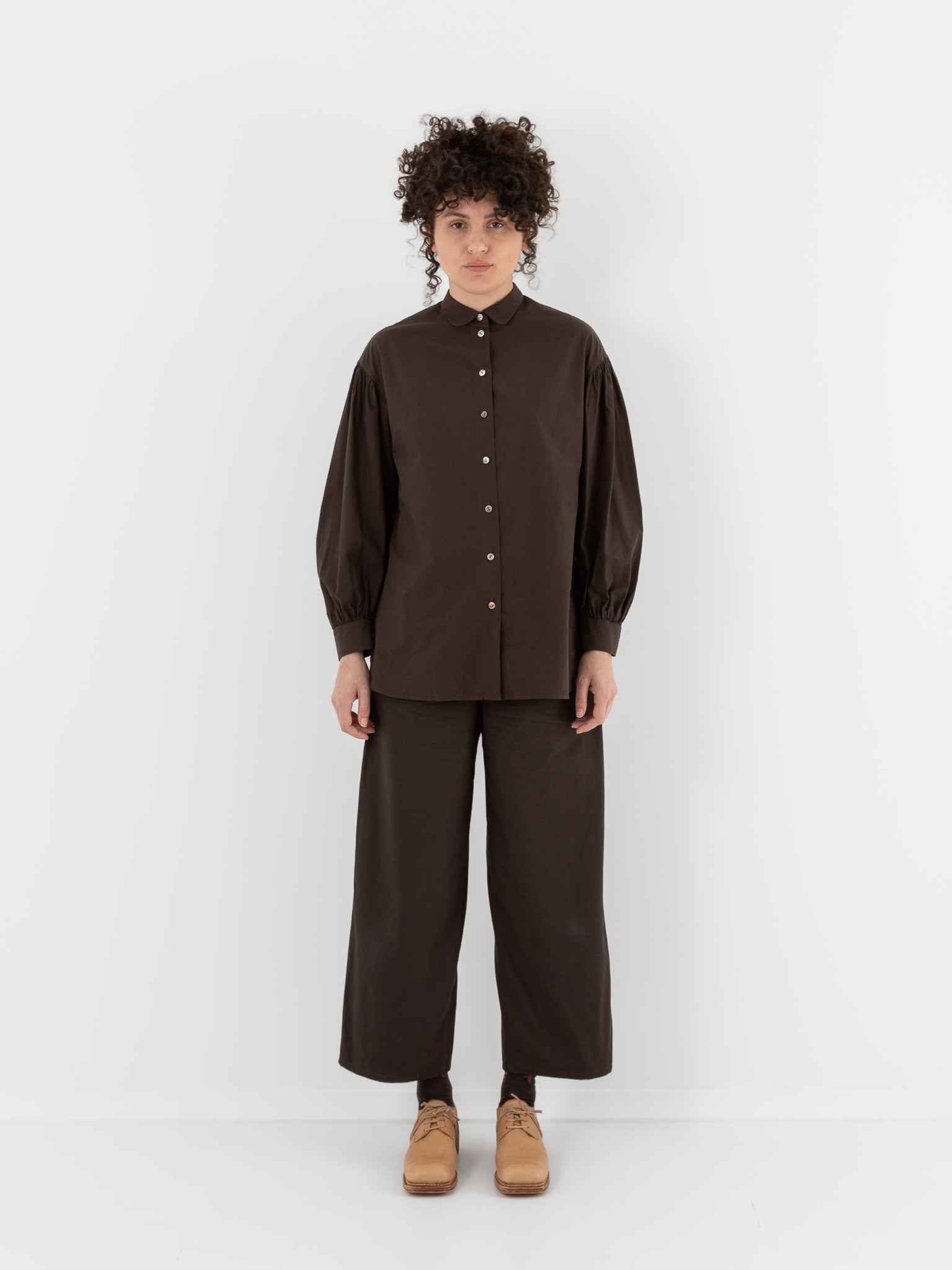 Arts & Science Bulky Gather Shirt in Brown - ARTS & SCIENCE at Worthwhile - shop Unclassified